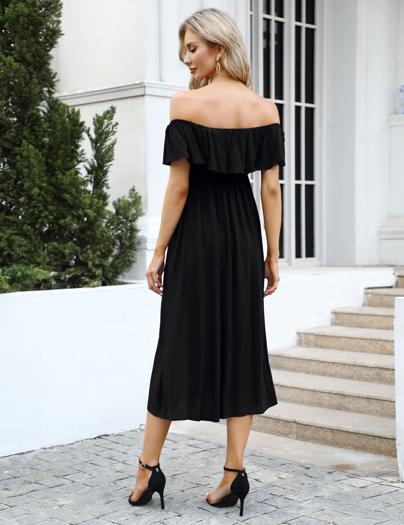 KOJOOIN Women's Off Shoulder Maternity Dress Fashion Maxi Summer Long
