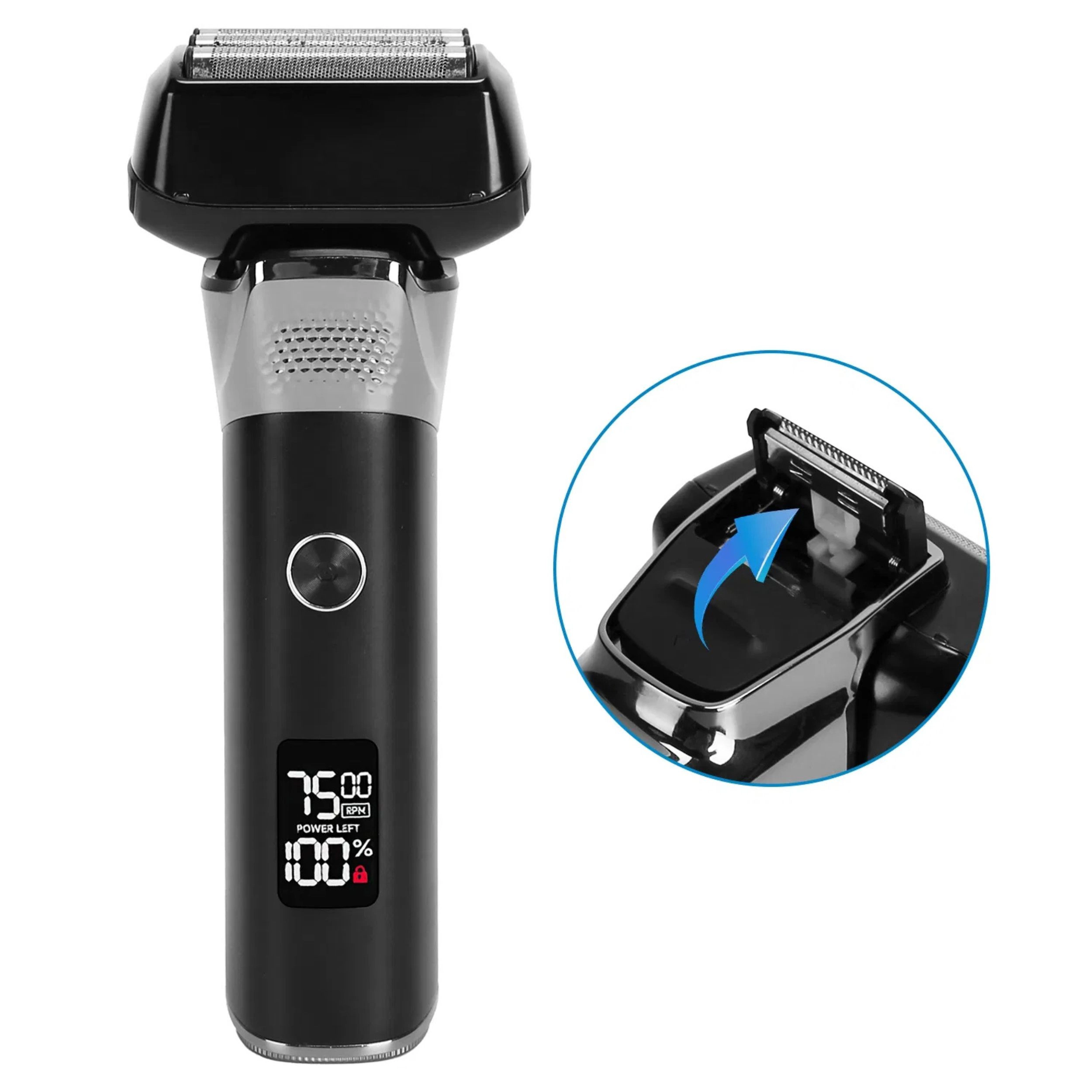 SS Design Men's 5 Blade Electric Foil Face Shaver Waterproof Black
