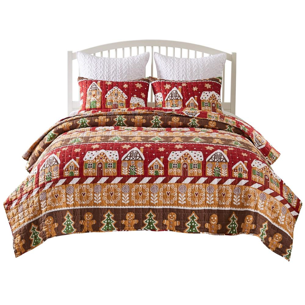 Greenland Home Fashions Gingerbread Lane Luxurious Modern Design 3 Piece s Quilt Set
