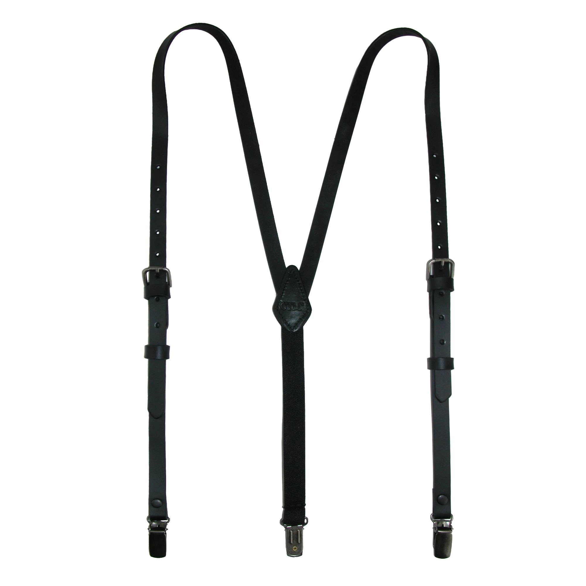 CTM Women's Coated Leather 1/2 Inch Clip-End Suspenders