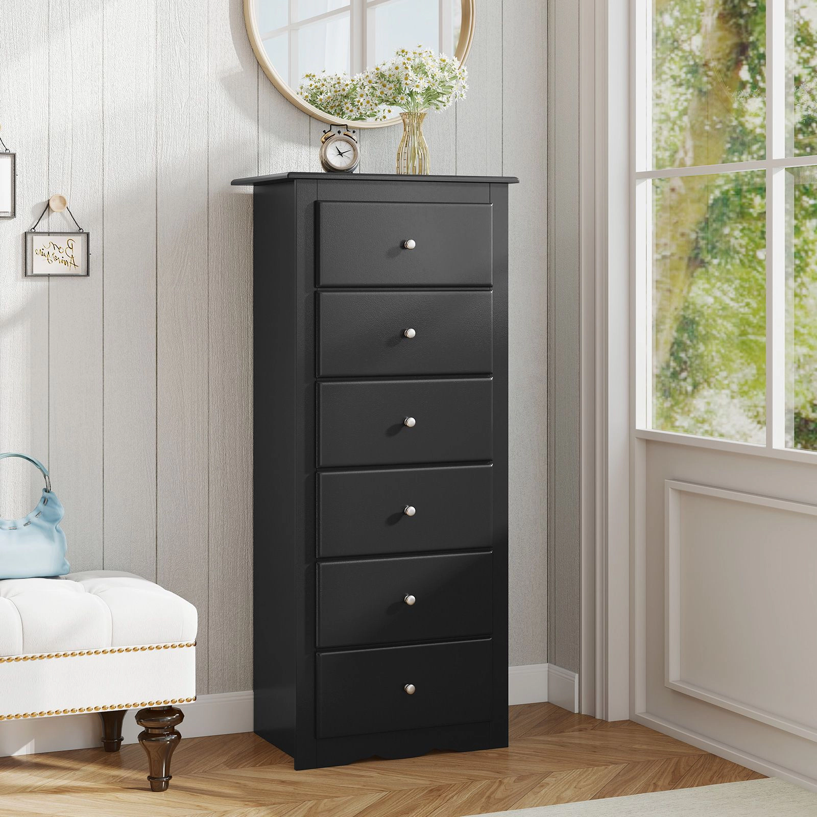 SlickBlue 6 Drawer Chest Dresser with Spacious Storage for Bedroom