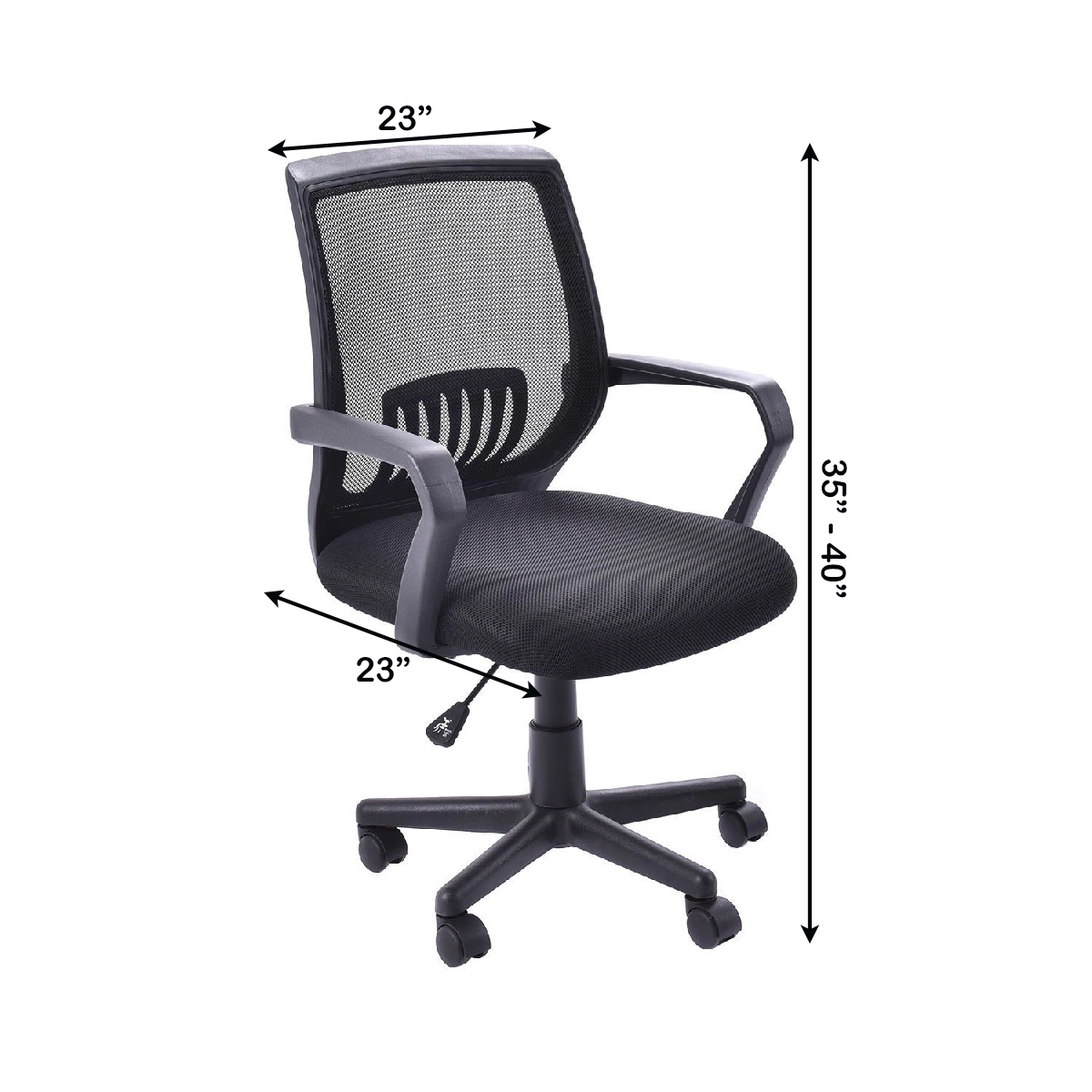 SlickBlue Ergonomic Mesh Office Chair, Rolling Casters, Black