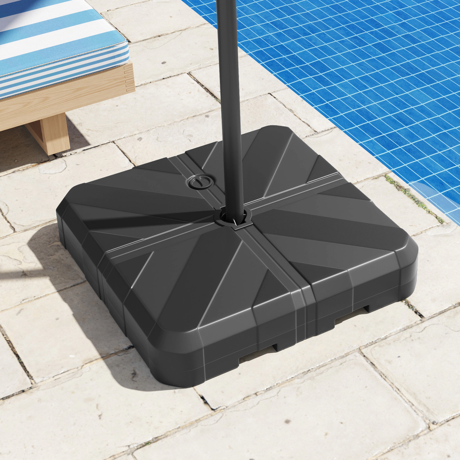 Slickblue HDPE Offset Patio Umbrella Base with Metal Cross Frame for 10 Ft Umbrellas