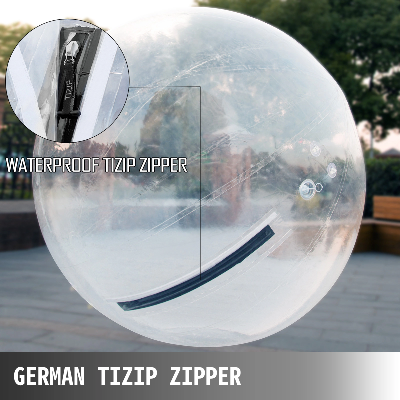 HONGGE Inflatable Water Walking Ball, 78.7in/2M Diameter PVC/TPU Zorb Ball with Waterproof Zipper for Kids & Adults