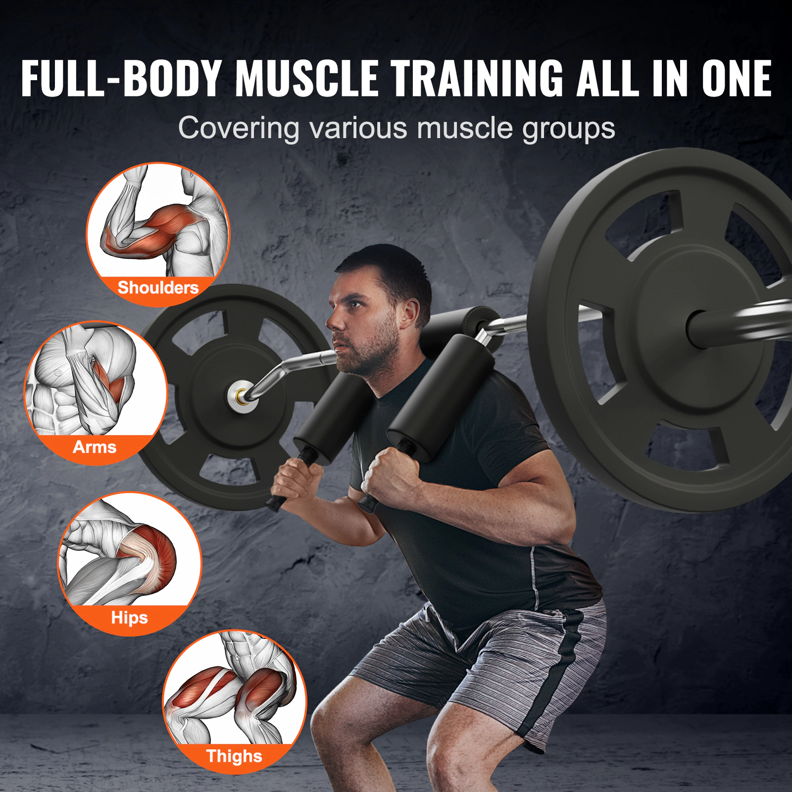 HONGGE Safety Squat Bar with Shoulder & Arm Pads, 700 lbs Capacity, Fits 2-Inch Plates for Front Squats & Lunges