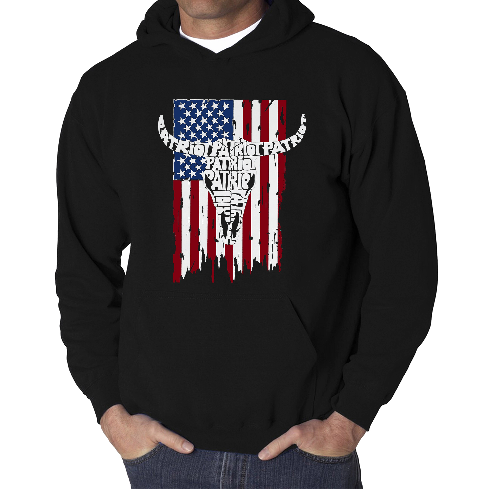 LA Pop Art Patriot Flag - Men's Word Hooded Sweatshirt