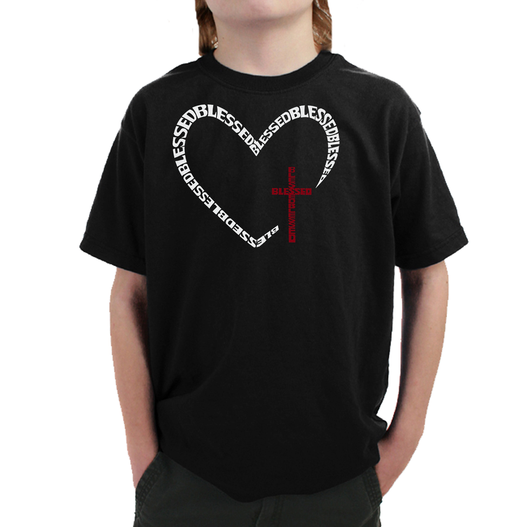 LA Pop Art Boy's Word T-Shirt - Blessed Heart
