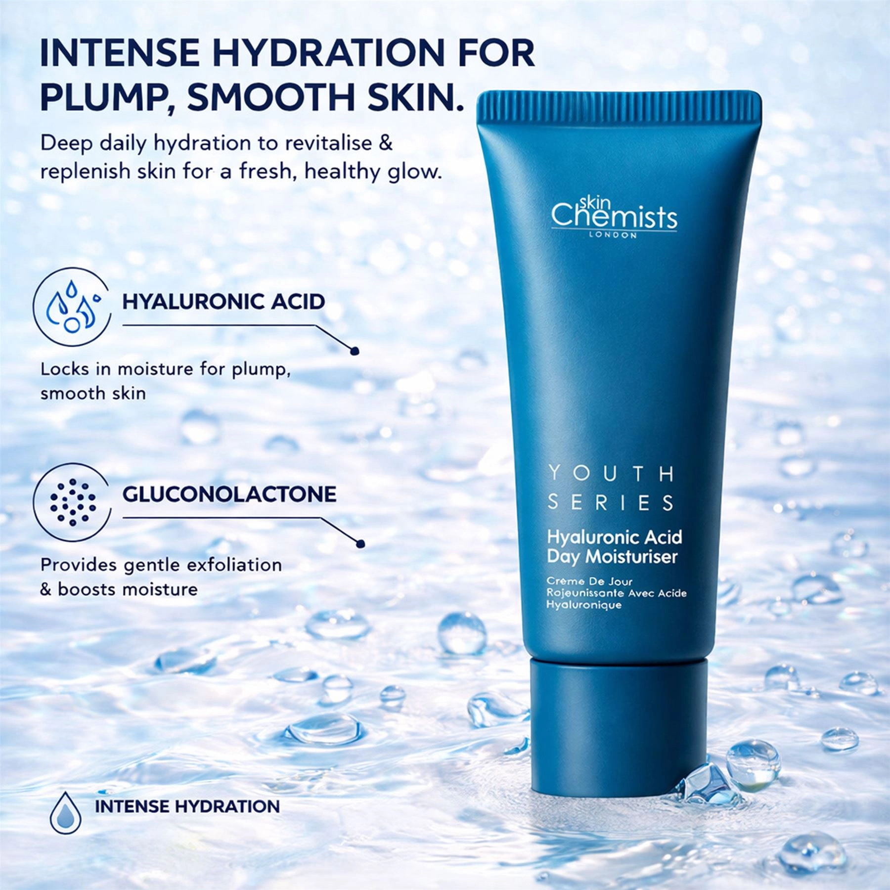 skinChemists Hyaluronic Acid Day Moisturiser 50ml - Hydrating Anti-Aging Cream for Dryness, Fine Lines & Wrinkles