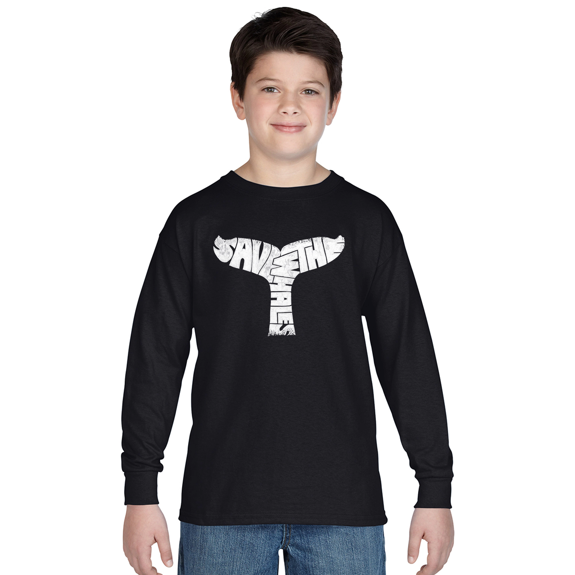 LA Pop Art Boys Long Sleeve T-Shirt -  SAVE THE WHALES