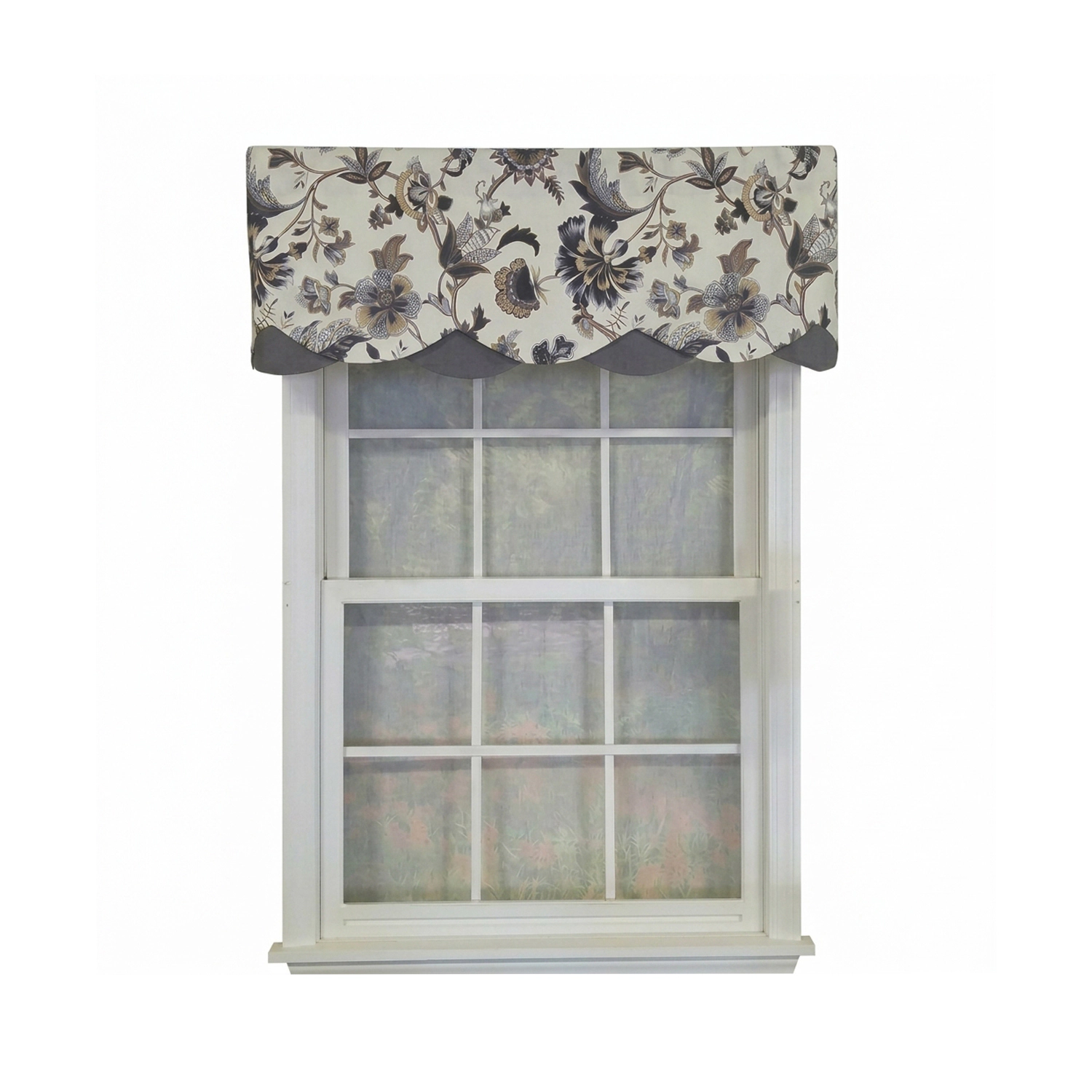 RLF Home 100% Cotton Zanzibar Petticoat With Poly/Cotton lining Rod Pocket Valance 50" x 17" Gray