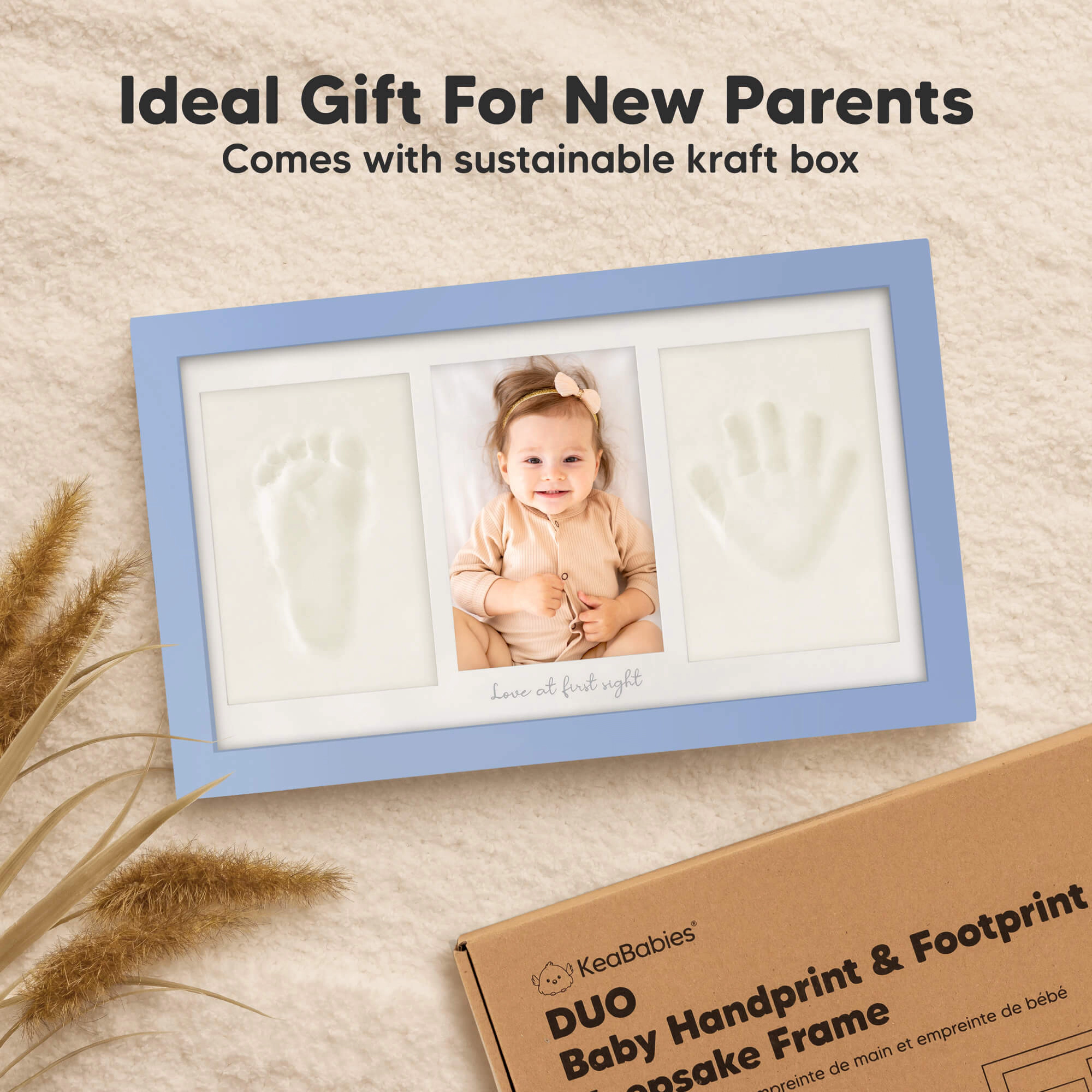KeaBabies Baby Handprint & Footprint Keepsake Duo Frame for Girls and Boys