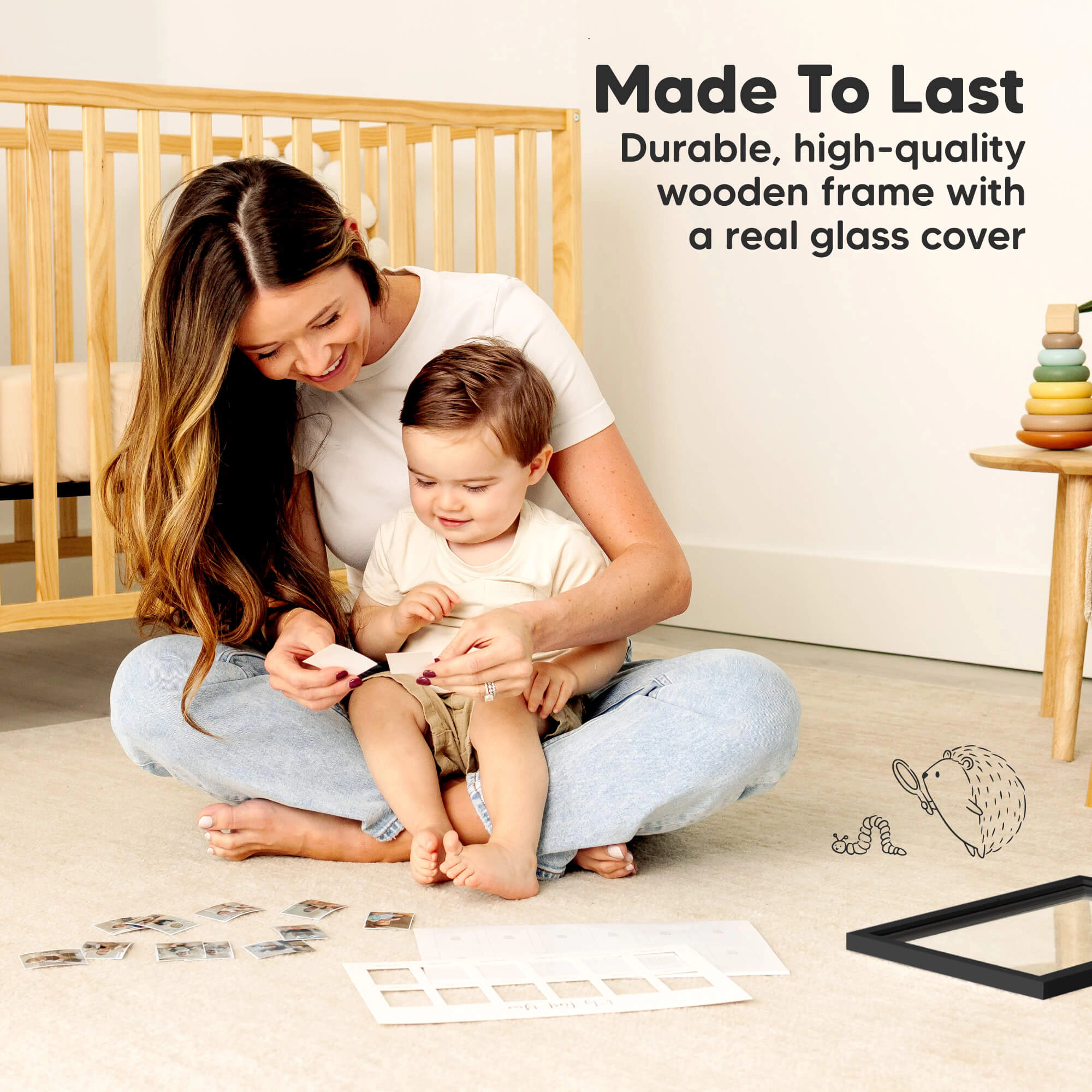 KeaBabies Nova Baby's First Year Picture Frame for Baby Boys, Girls