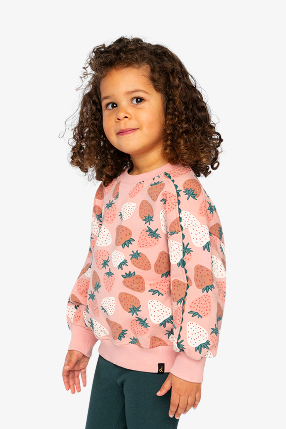 Deux par Girls Strawberry Print Balloon Sleeve Sweatshirt