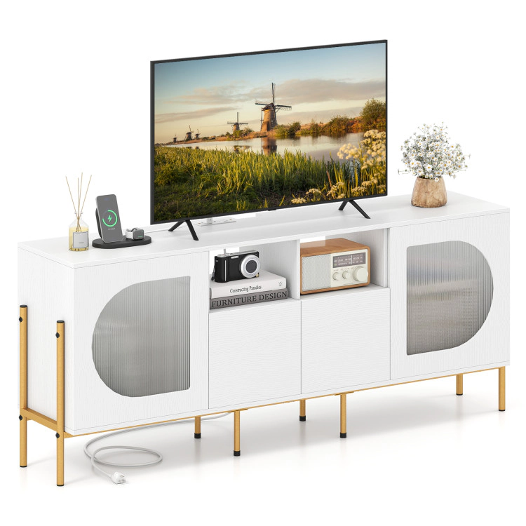 Hivvago Tv Stand For 70 Inch Tv With Power Outlets Drawers And Open Shelves
