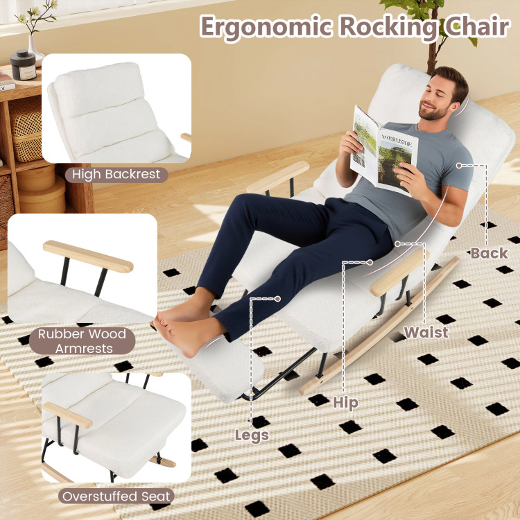 Hivvago Nursery Rocking Chair Teddy Velvet Upholstered Rocking Chair