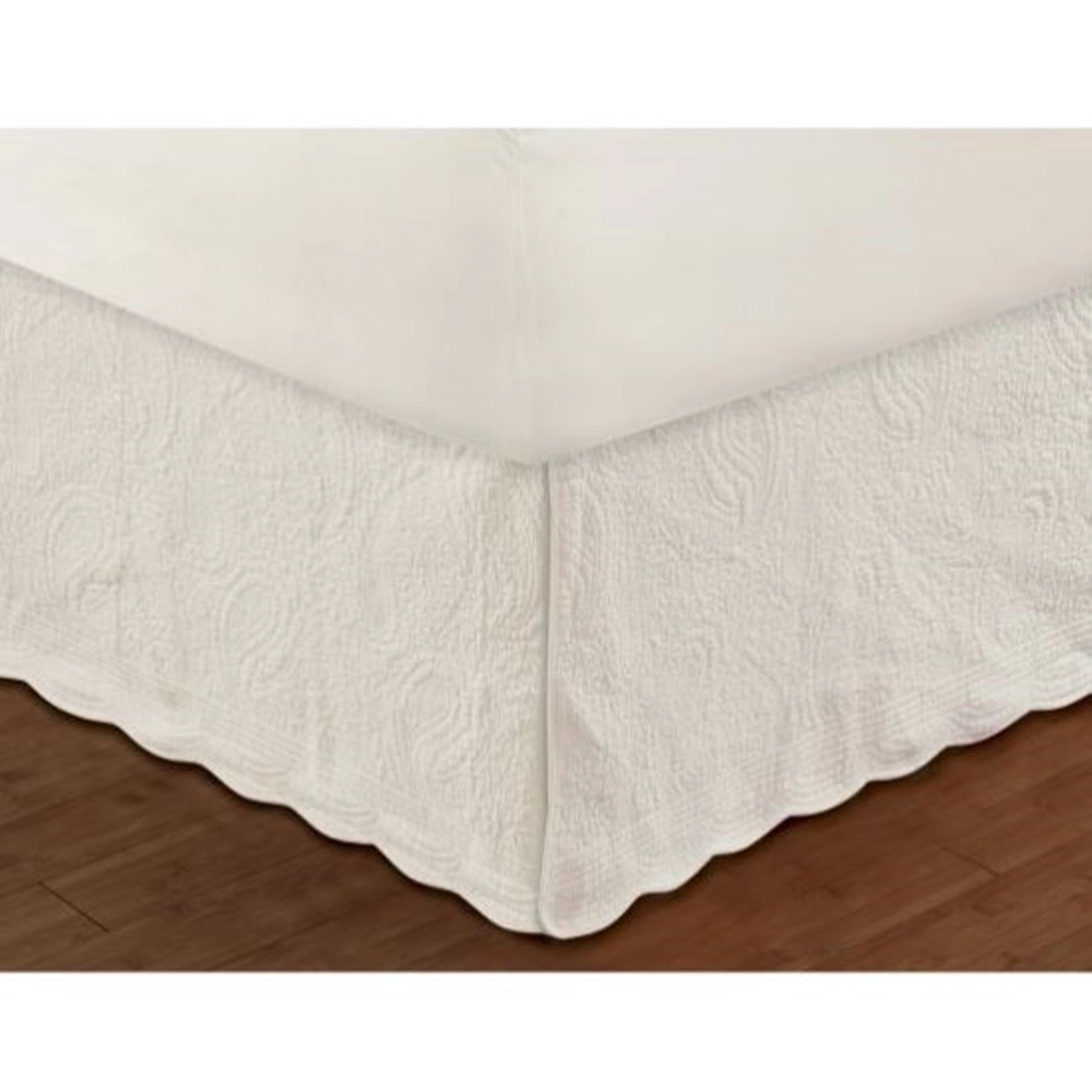 Greenland Home Fashion Paisley Quilted Bed Skirt Drop 18" - Twin 39x75", Ivory