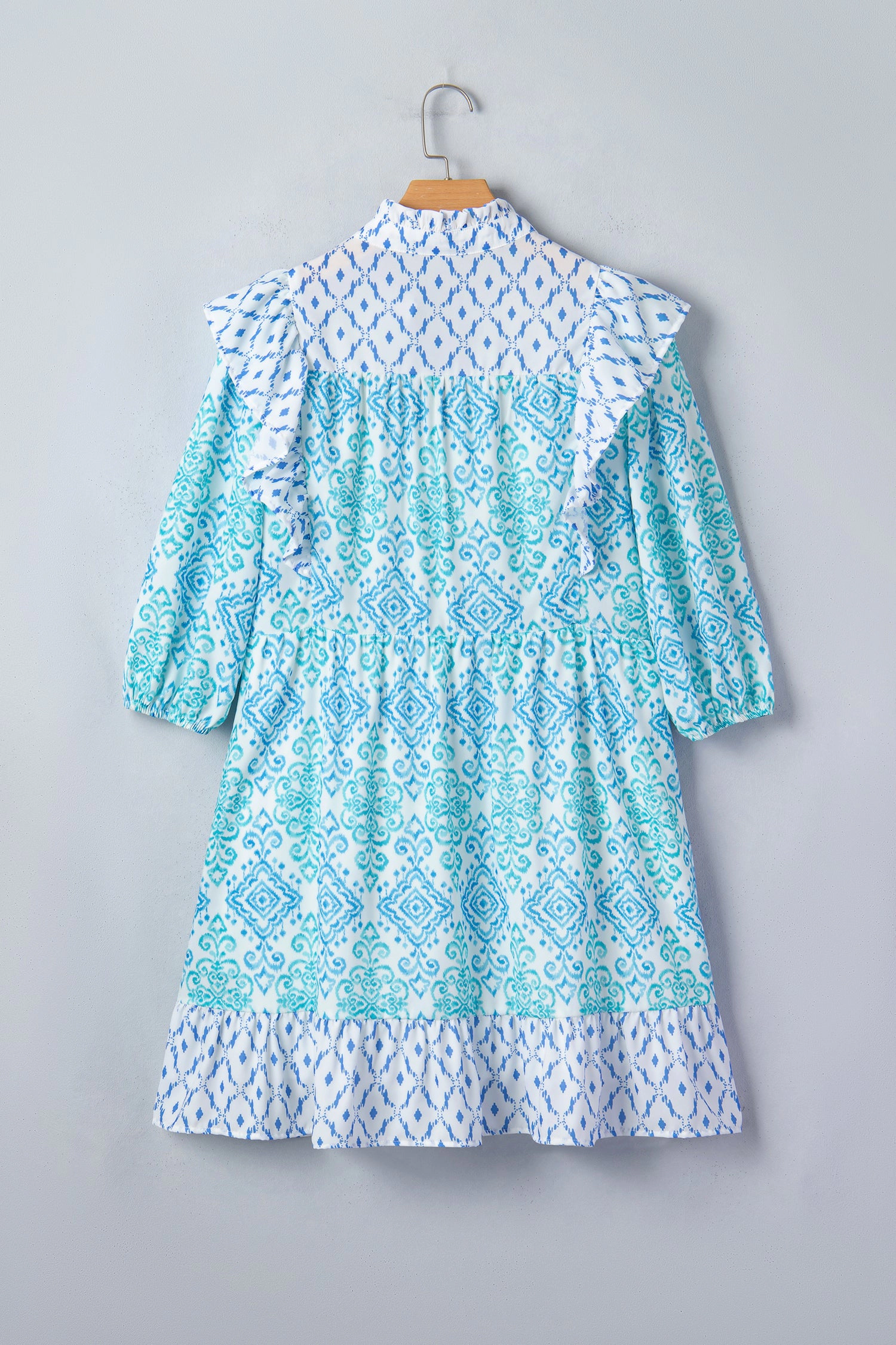 Threaded Pear Womens Madilynn Puff Sleeve Mini Dress - Sky Blue
