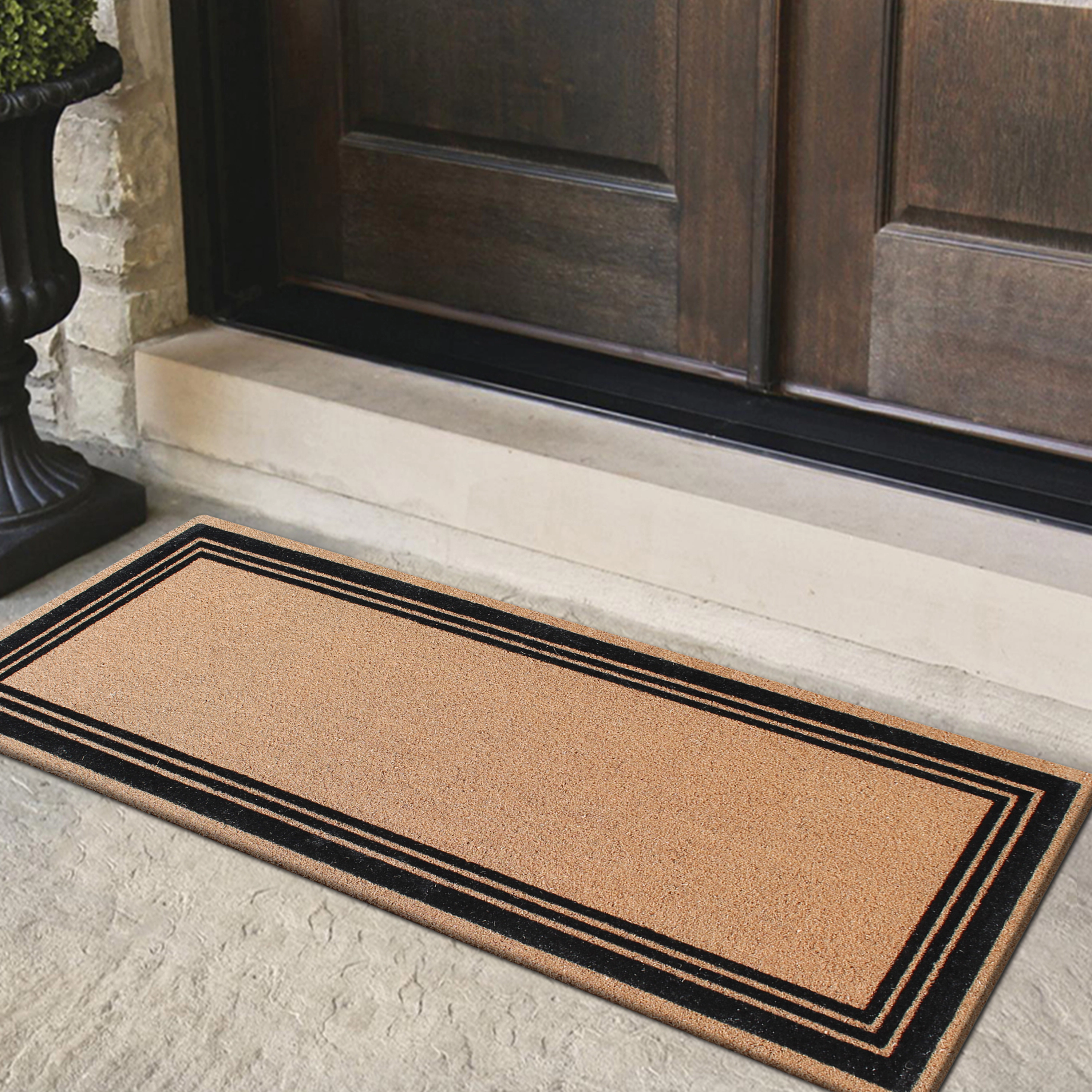 A1 Home Collections Natural Coir Flocked Doormat Anti-Shed Heavy Duty Outdoor Front Door Mat 24 x 57 In
