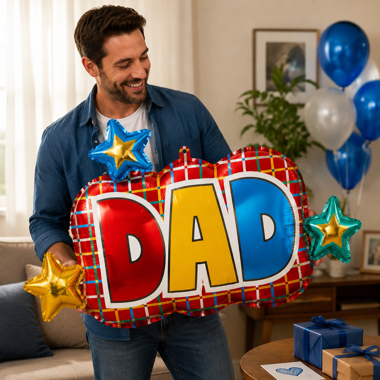 LoonBalloon Father's Day 36-Inch Multicolor Graphic Grid Balloon