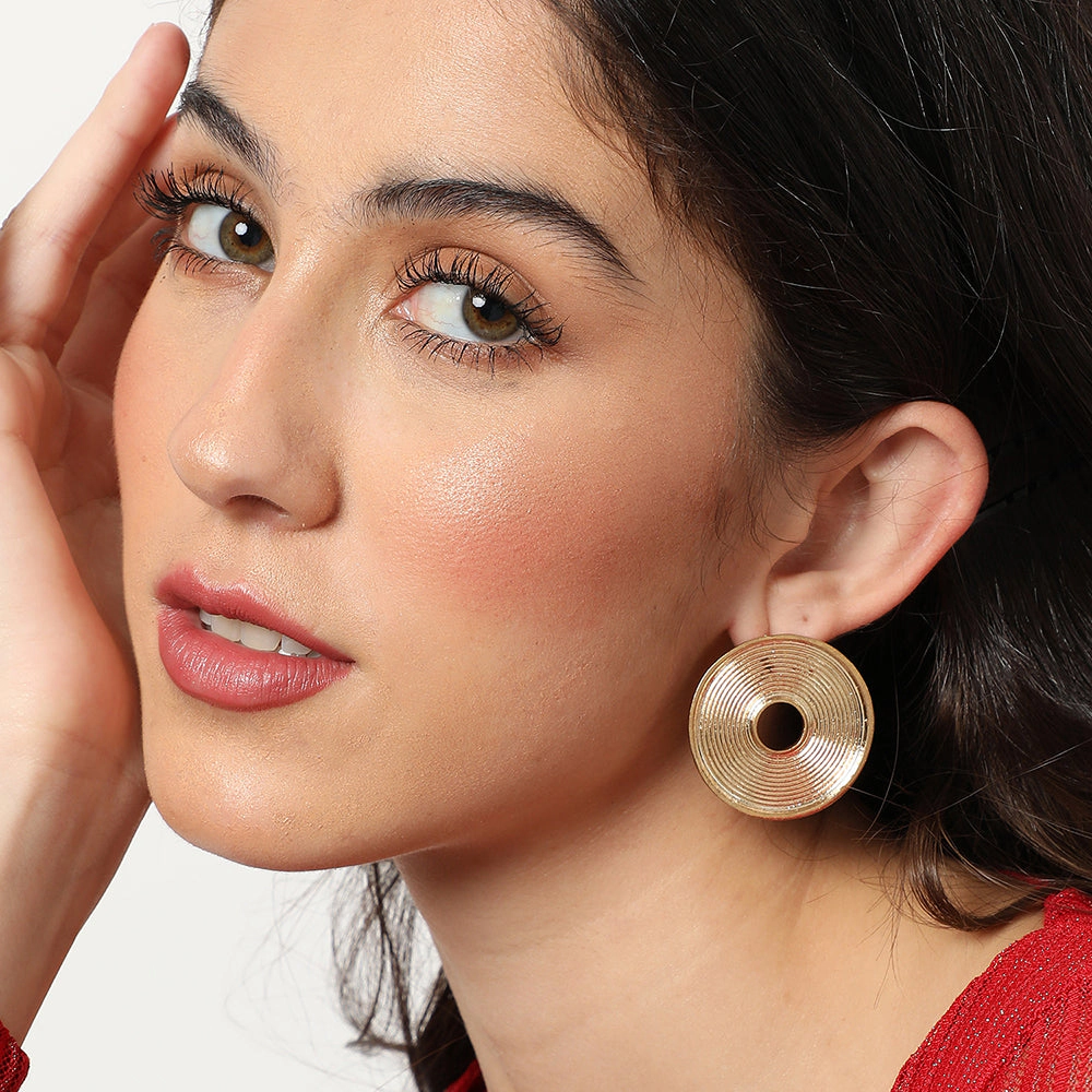 SOHI Women's Gold-Tone Circular Drop Earrings