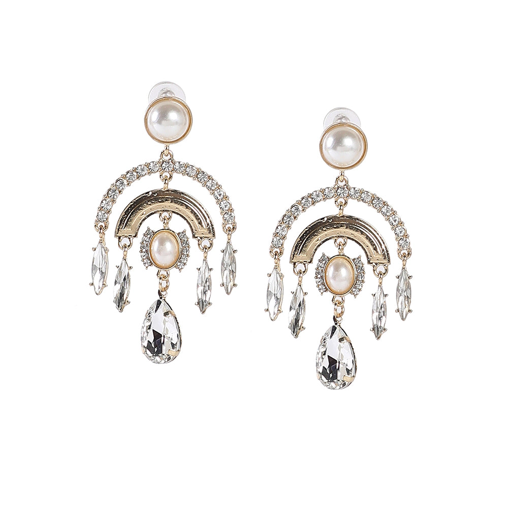 SOHI Women's Crystal Silver the Lustre Drop Earrings