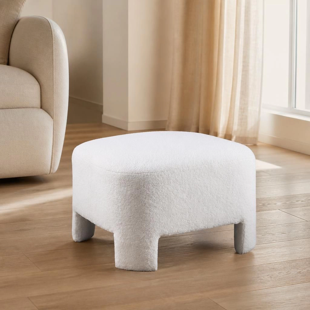 GOODSILO Soft Sherpa Upholstered Round Ottoman Foot Rest