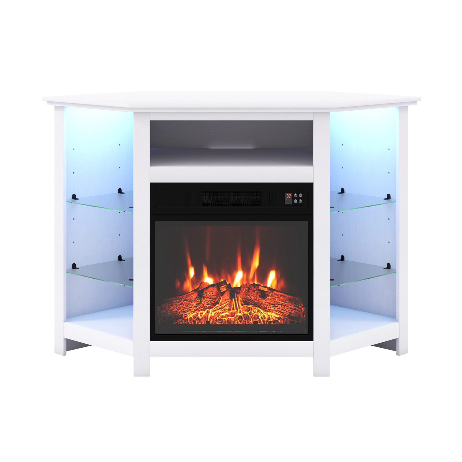 Hivvago Fireplace Corner TV Stand with LED Lights and Smart APP Control for 50 Inches TV