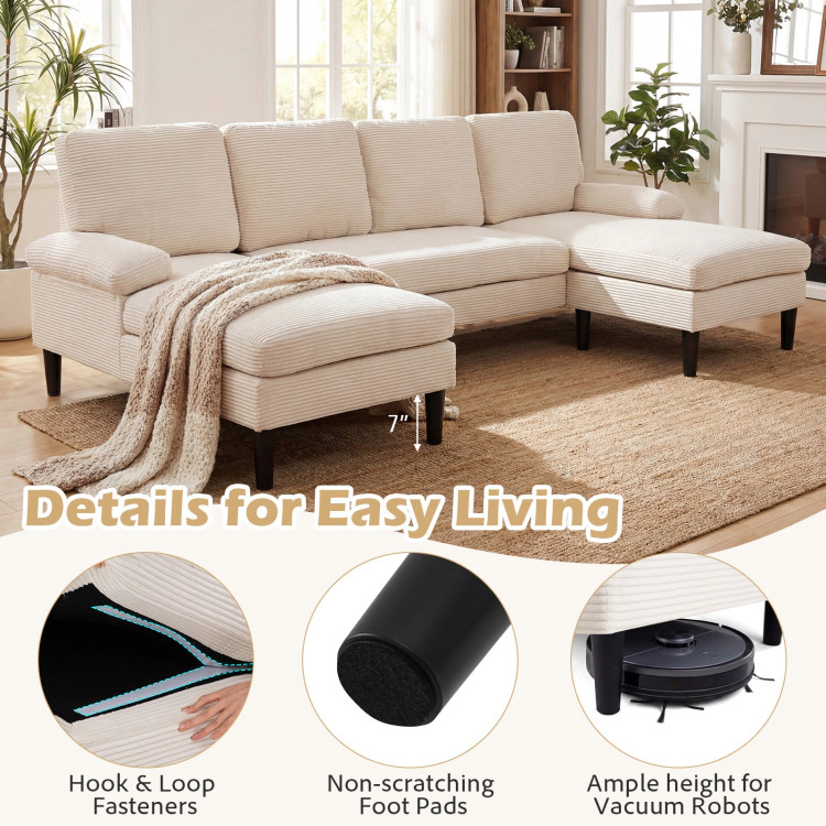 Hivvago U-Shaped Sectional Couch With Double Chaise For Living Room