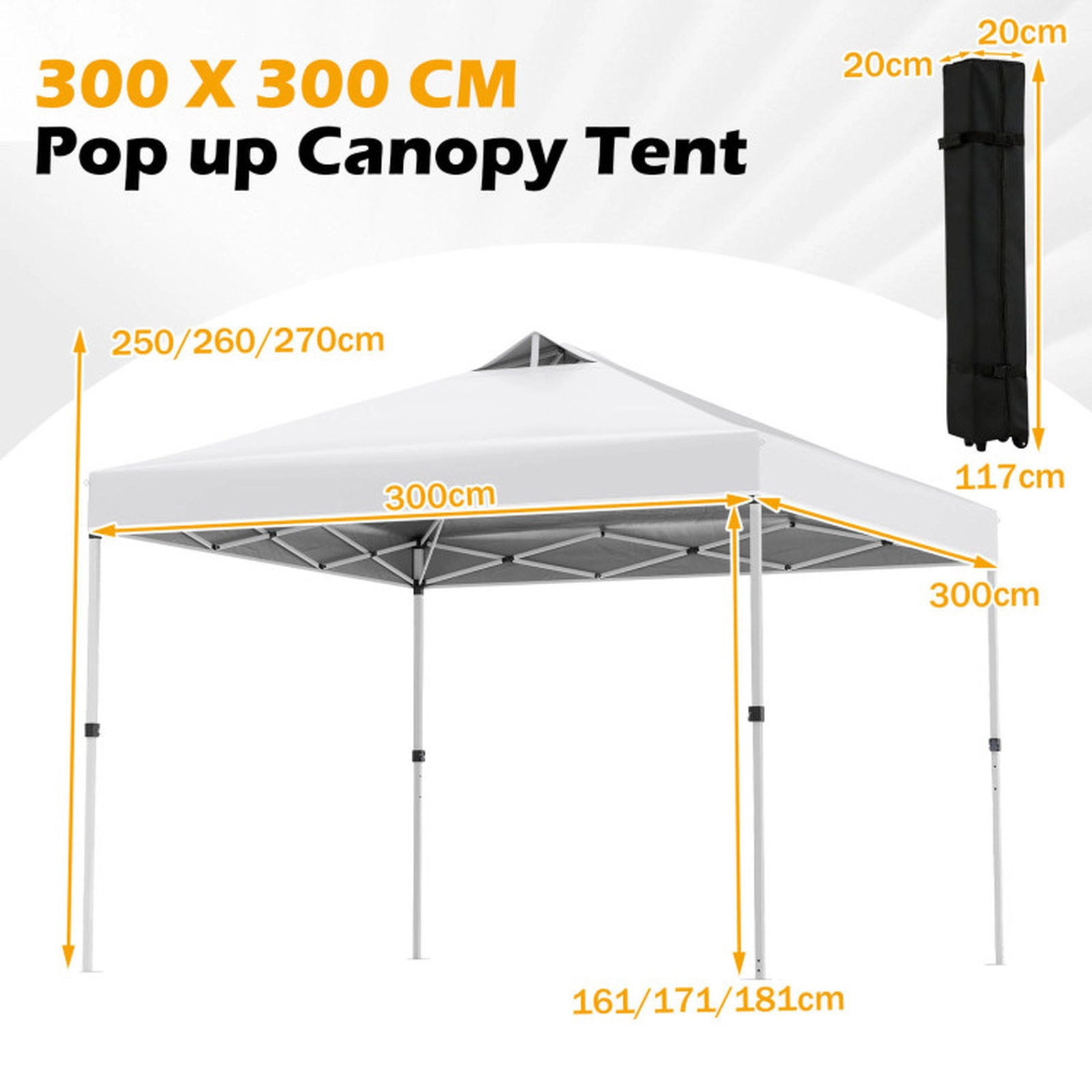 SUGIFT 10 x 10Feet Pop Up Outdoor Commercial Canopy Tent with One-Hand Center Lock and Roller Bag White
