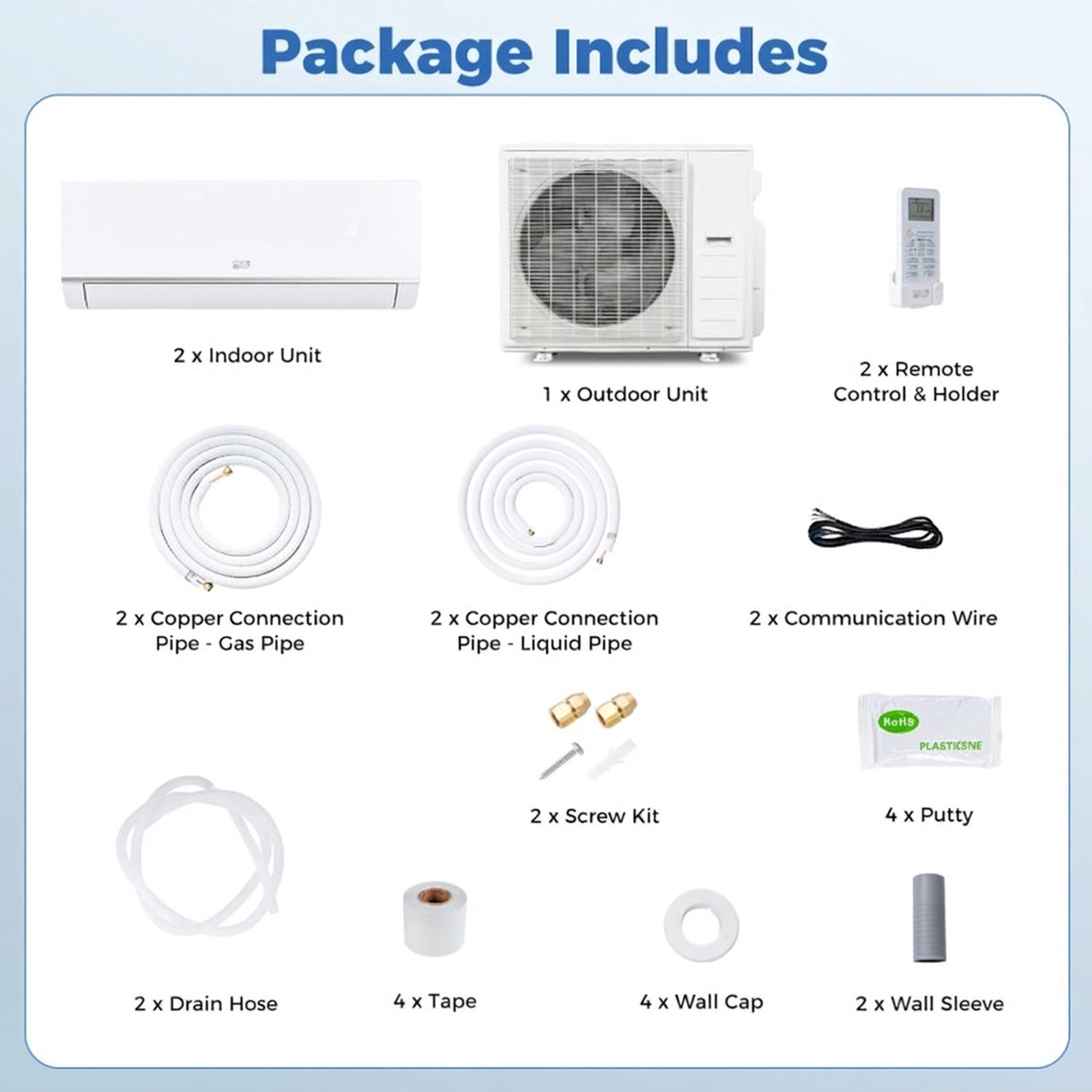 SUGIFT 38000-BTU 2-Zone 20-SEER2 208-230V Ductless Mini Split Air Conditioner with Heat Pump 18K + 18K