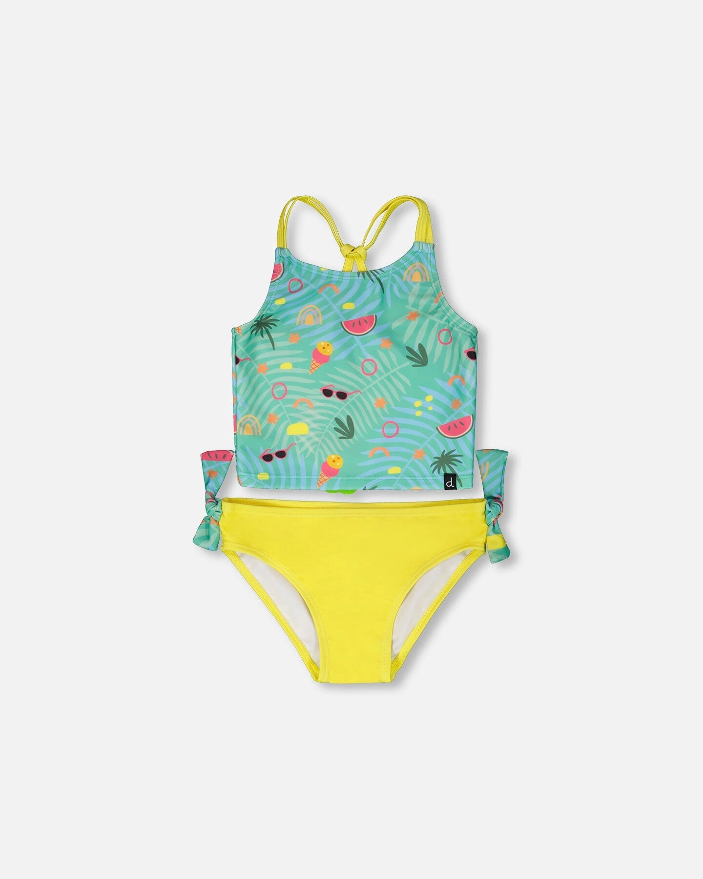 Deux par Deux Girls Beach Print Top and Bottom Two-Piece Swimsuit