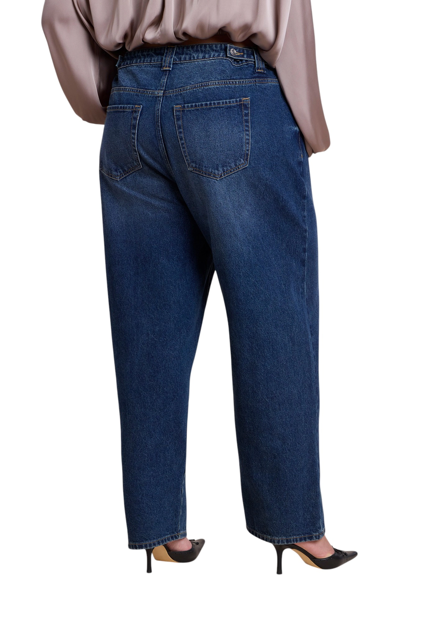 ELOQUII Women's Plus Adjustable Wide-Leg Jeans