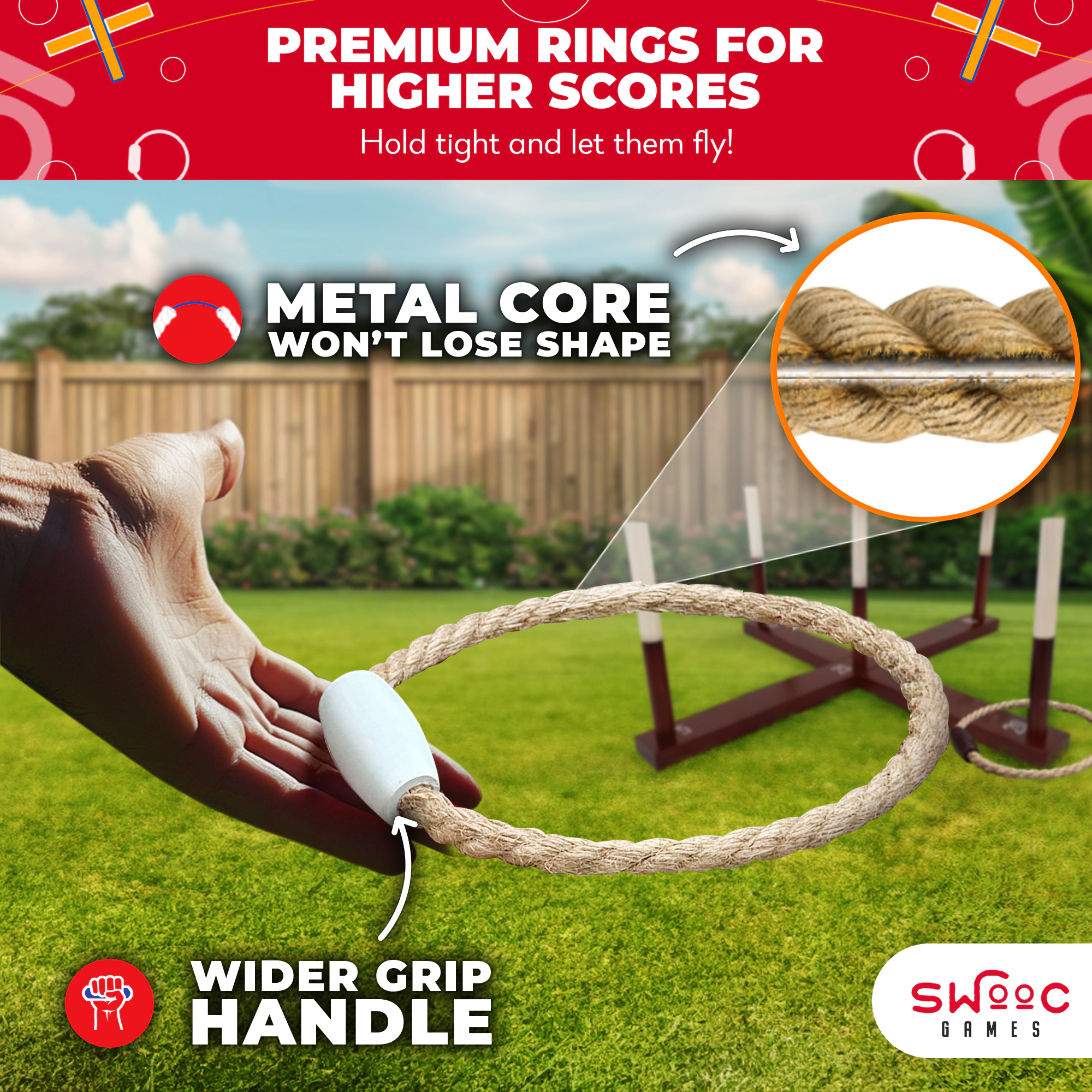 Swooc Games | Premium Rustic Ring Toss Outdoor Game