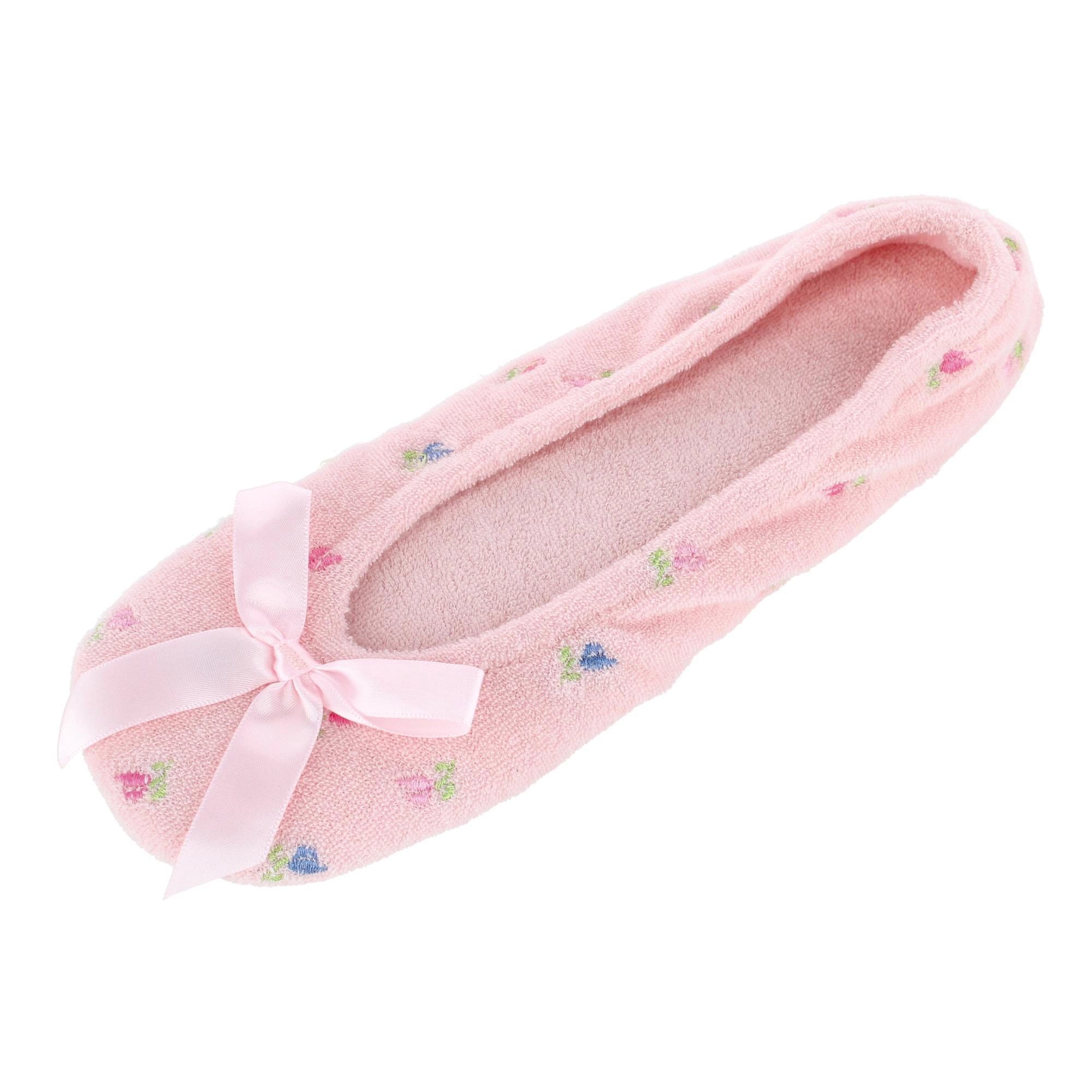 Isotoner Women's Embroidered Terry Ballerina Slippers