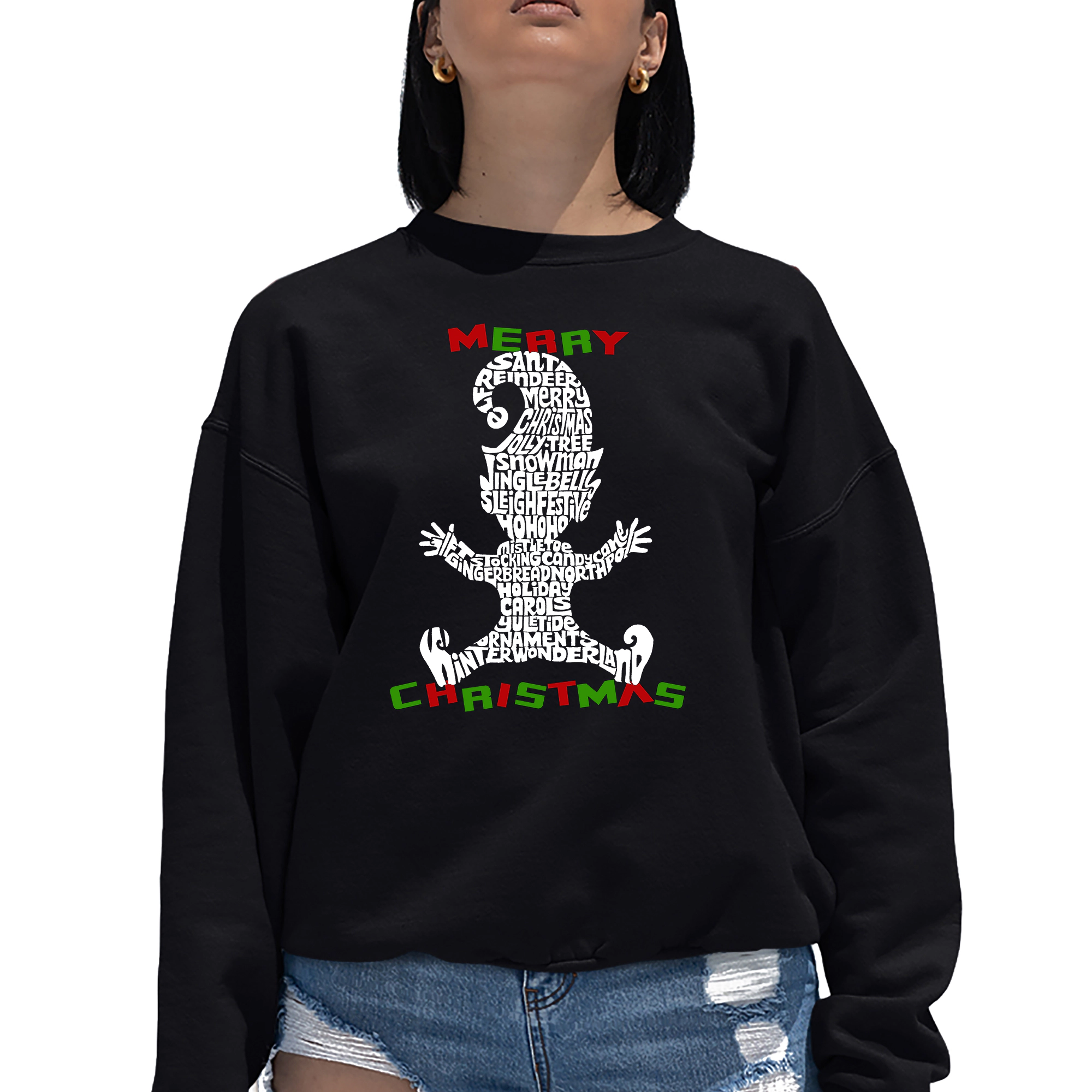 LA Pop Art Christmas Elf - Women's Word Crewneck Sweatshirt