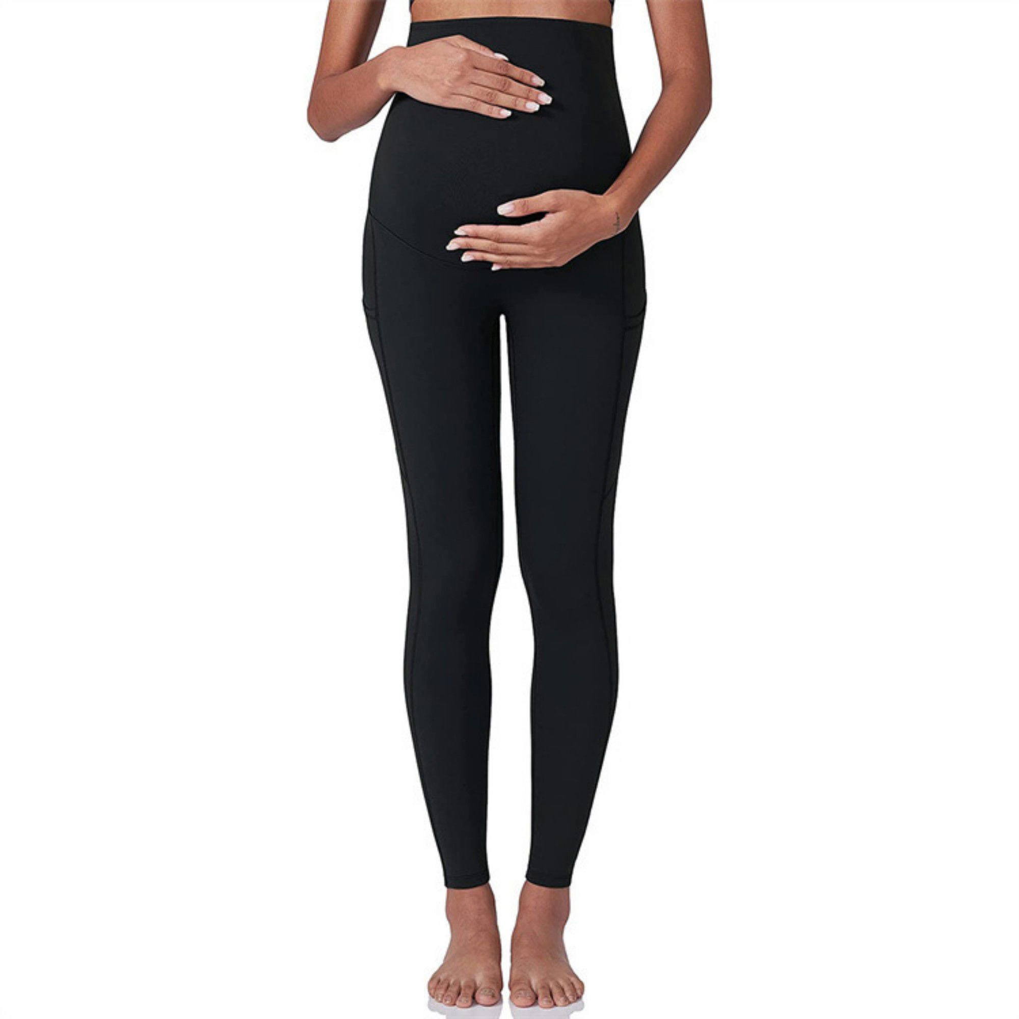 Anna-Kaci Active Women's High Waist Maternity Leggings with Over Belly Panel and Side Utility Pockets