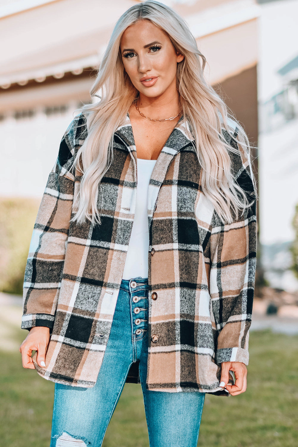 Threaded Pear Women's Mia Plaid Print Shirt