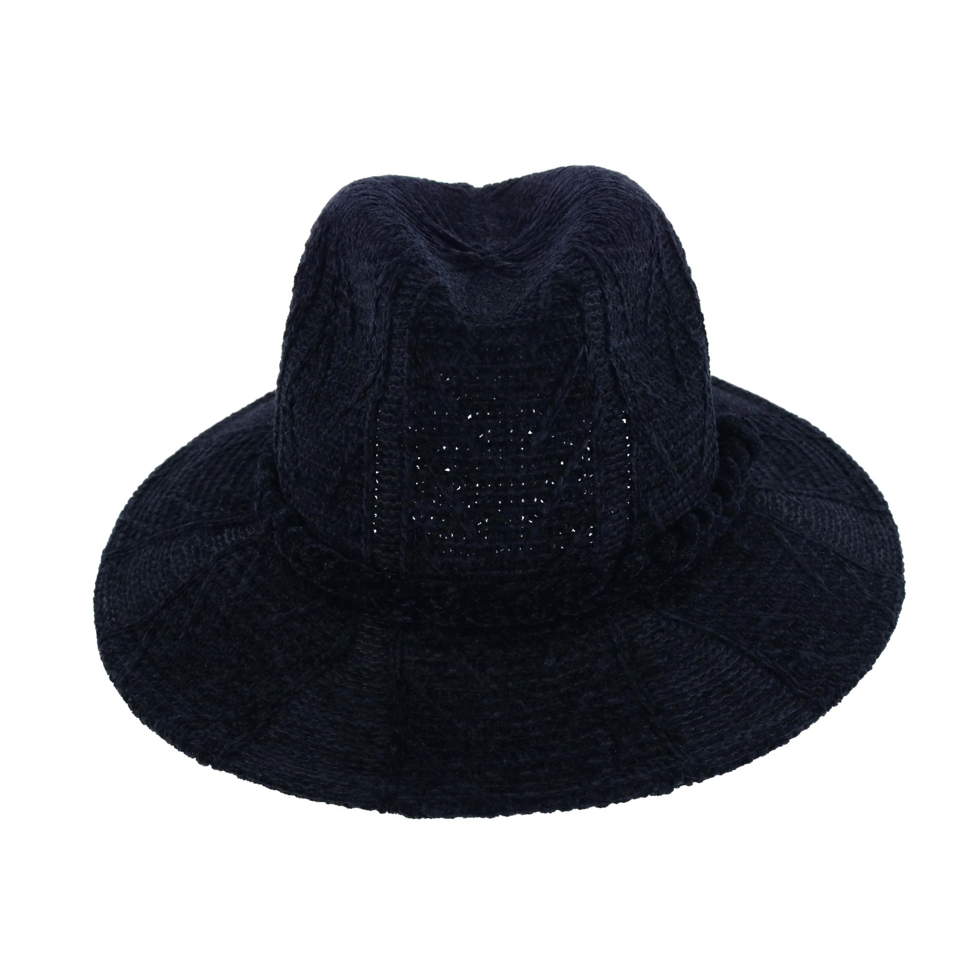 Aquarius Women's Knit Chenille Print Fedora with Braided Hat Band