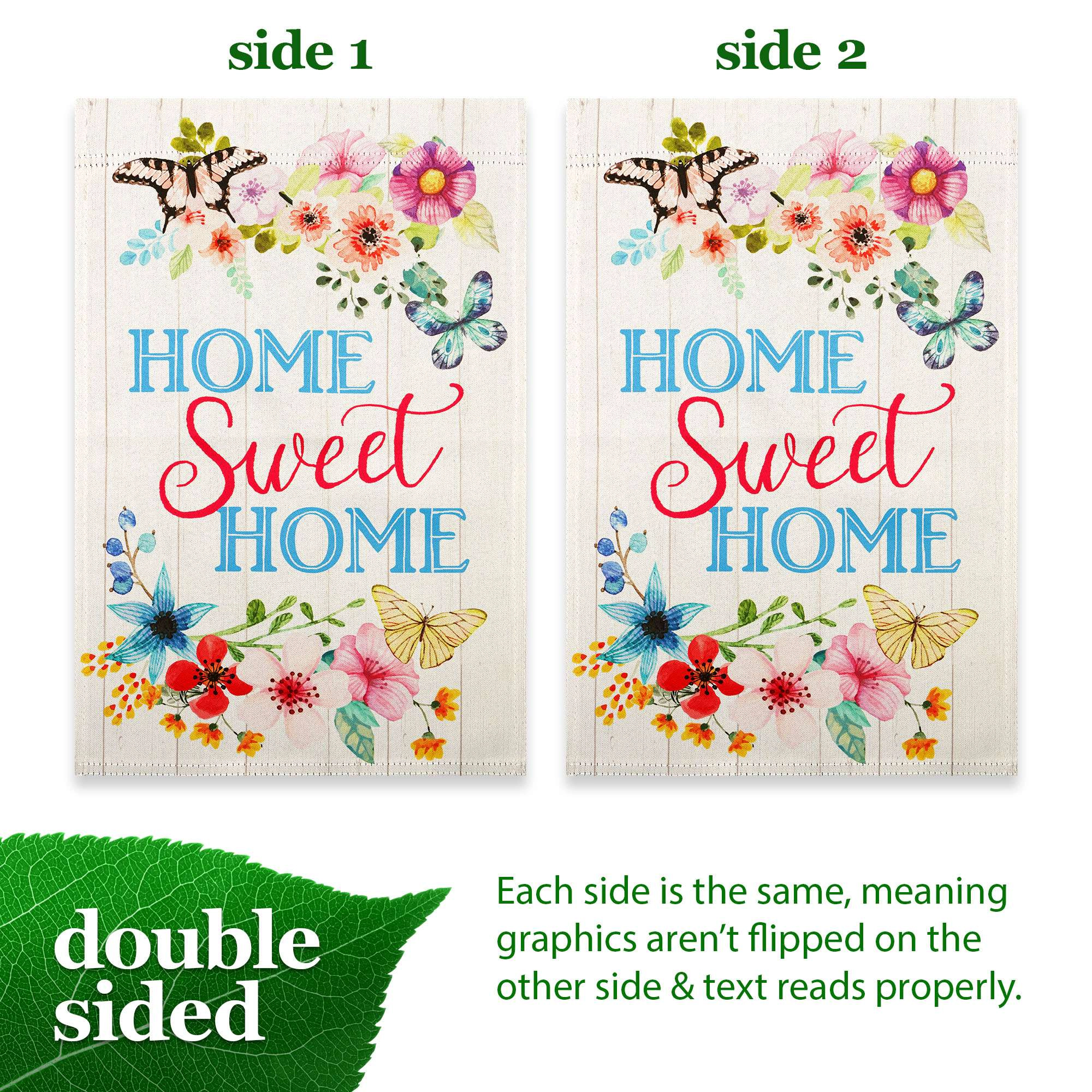 G128 Home Sweet Home Butterflies Double-Sided 12x18 in Blockout Garden Flag