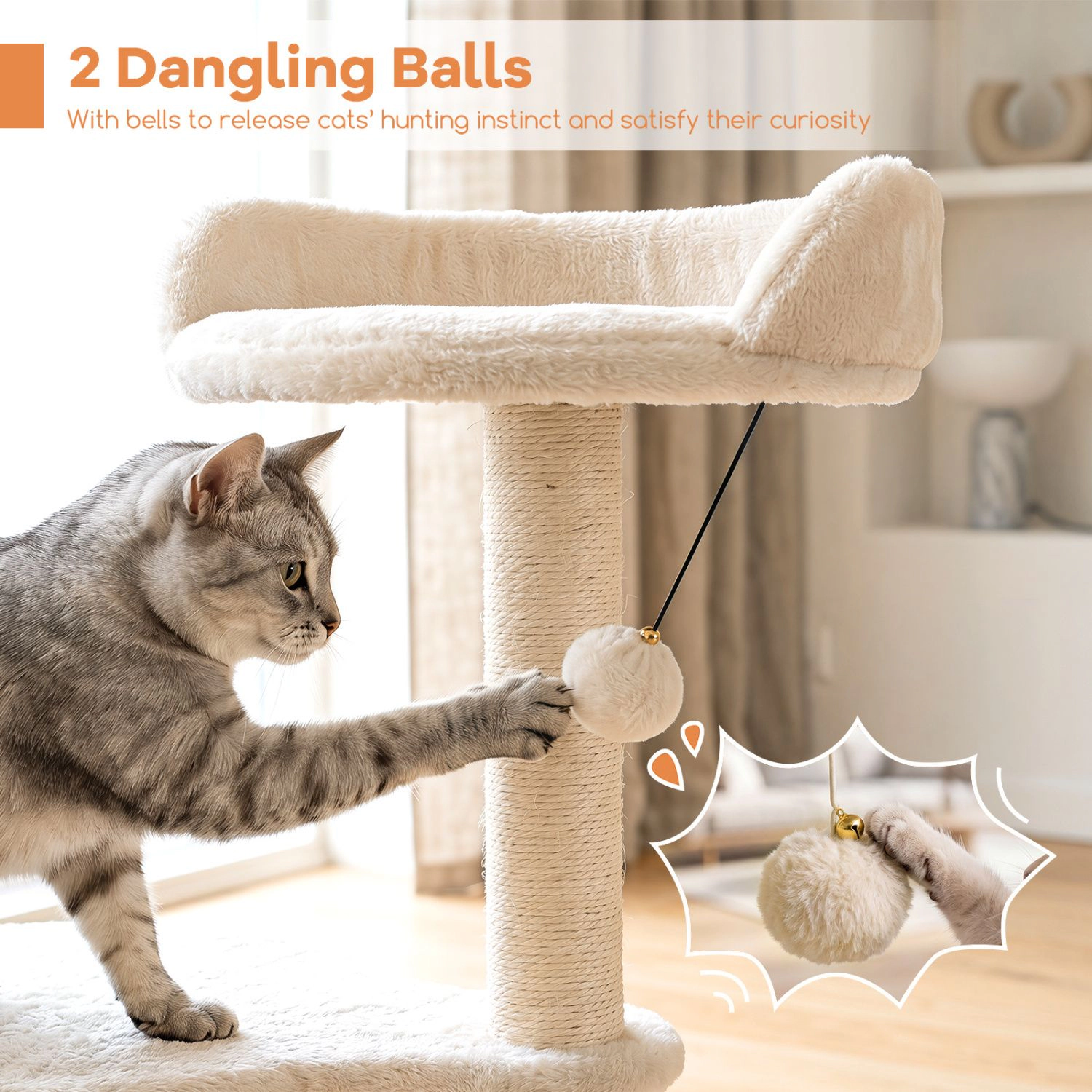SlickBlue 43-Inch Multi-Level Cat Tree with Sisal Scratching Posts