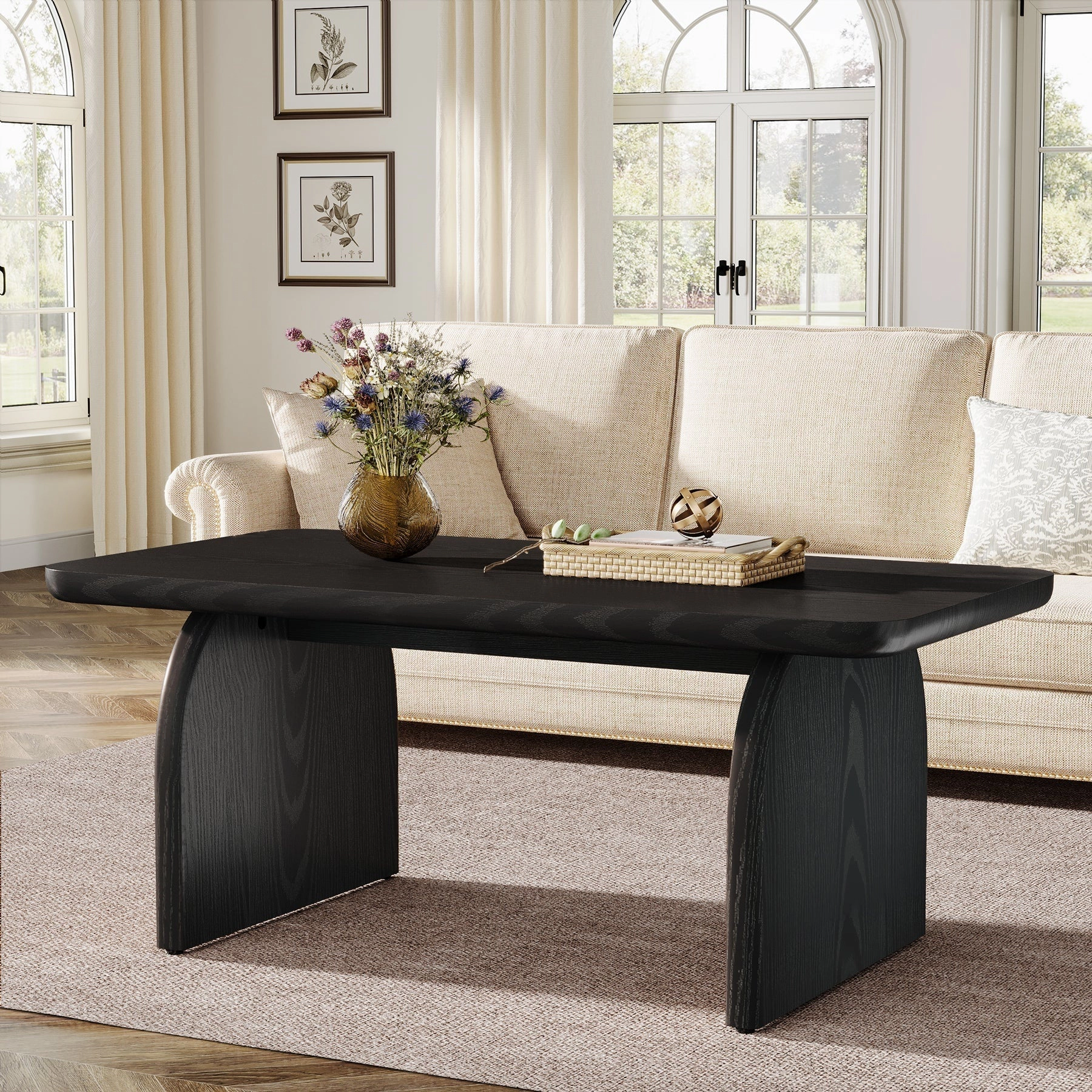 Tribesigns 47" Coffee Table Farmhouse Wood Rectangular Living Room