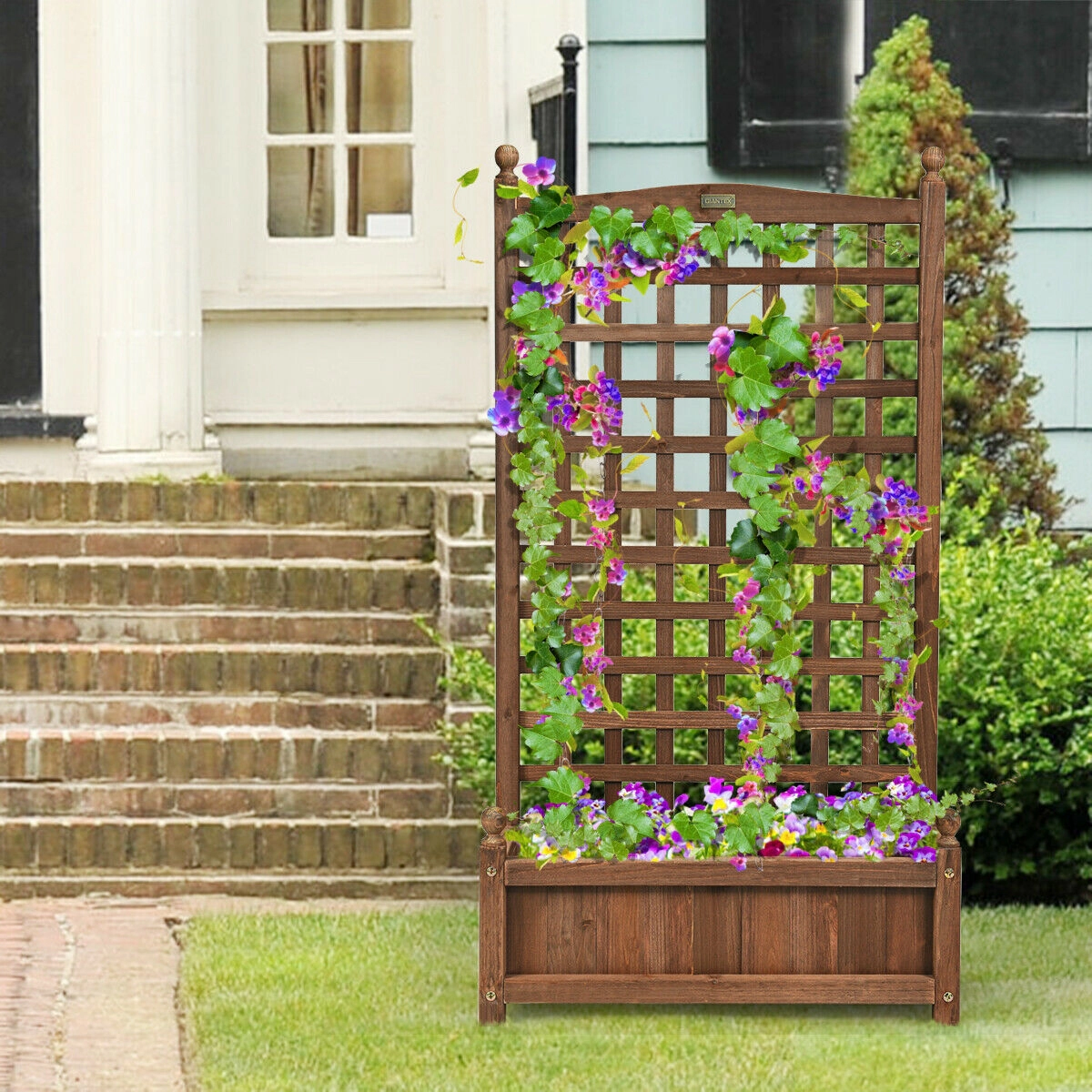 Hivvago Freestanding Wood Planter with Climbing Trellis