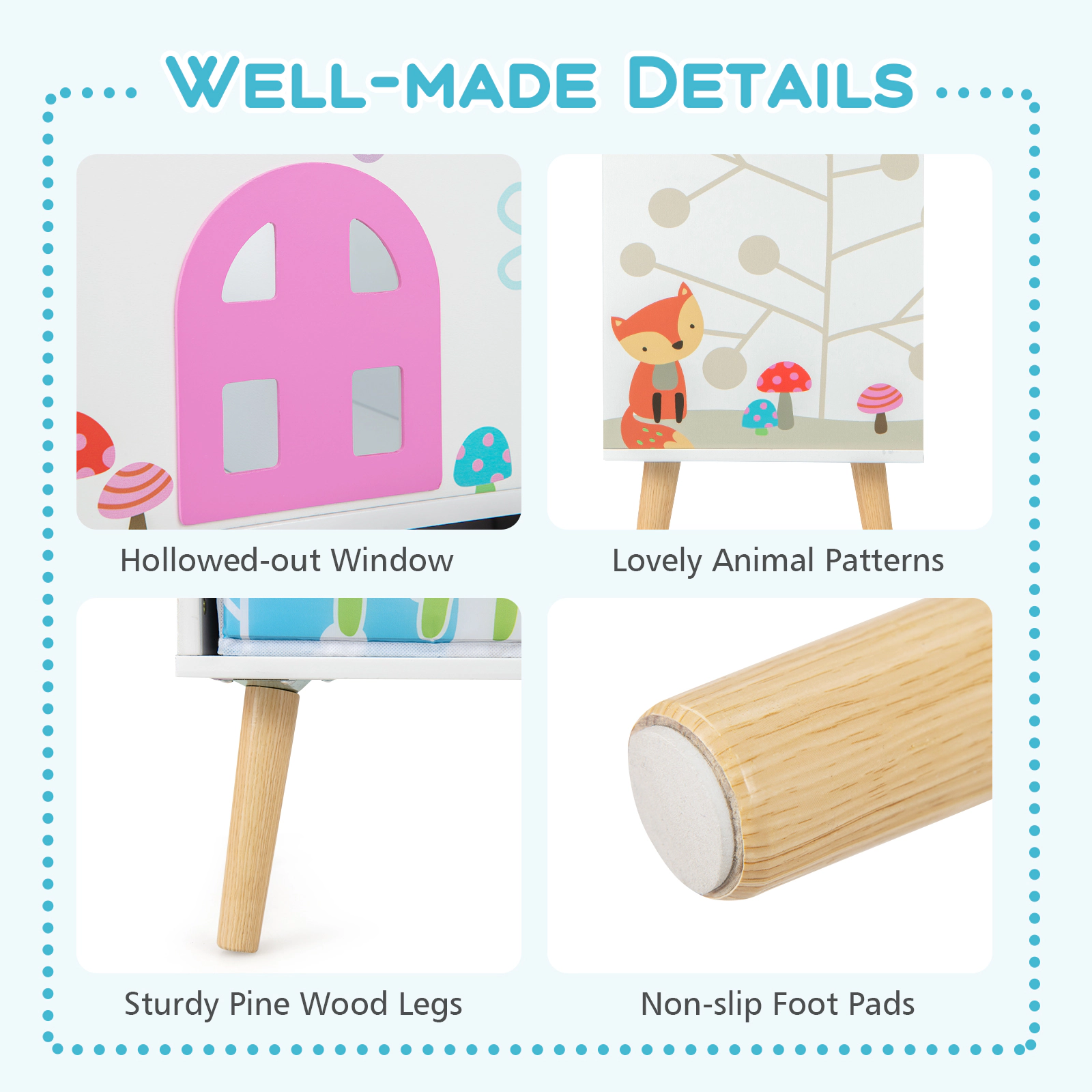 Hivvago Kids House-Shaped Bookshelf With 2 Storage Bins