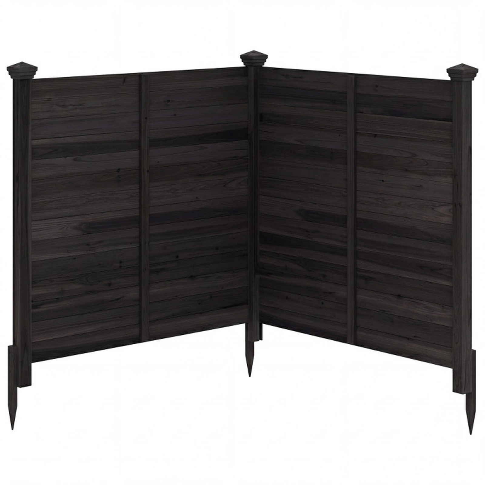 SUGIFT Black 2-Panel Fir Wood Outdoor Privacy Air Conditioner Fence with 3 12-in Metal Ground Stakes