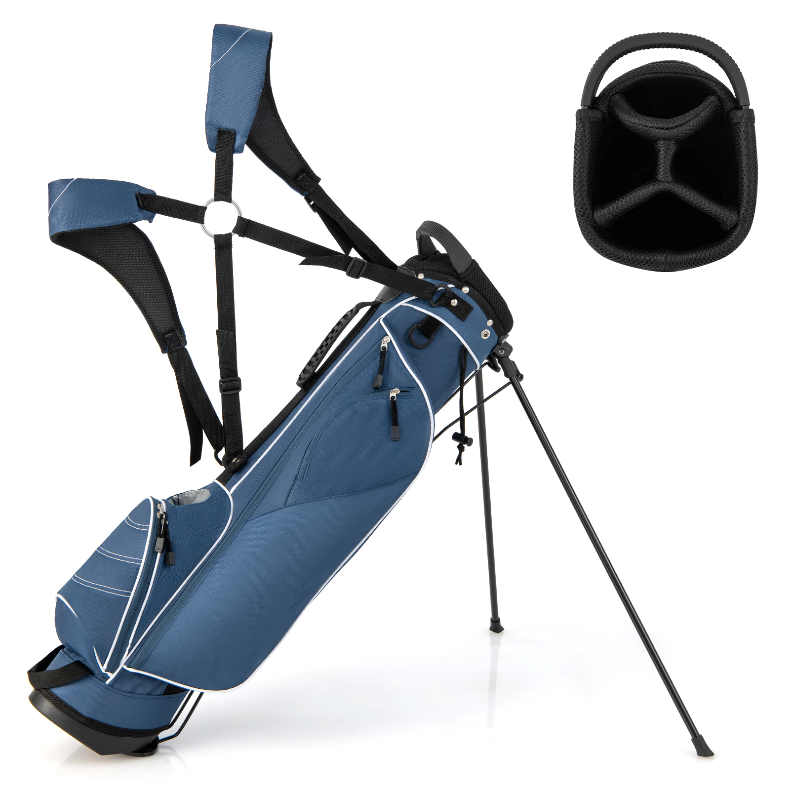 SUGIFT Blue 4-Way Top Divider and Zippered Organizer Pockets Golf Stand Cart Bag