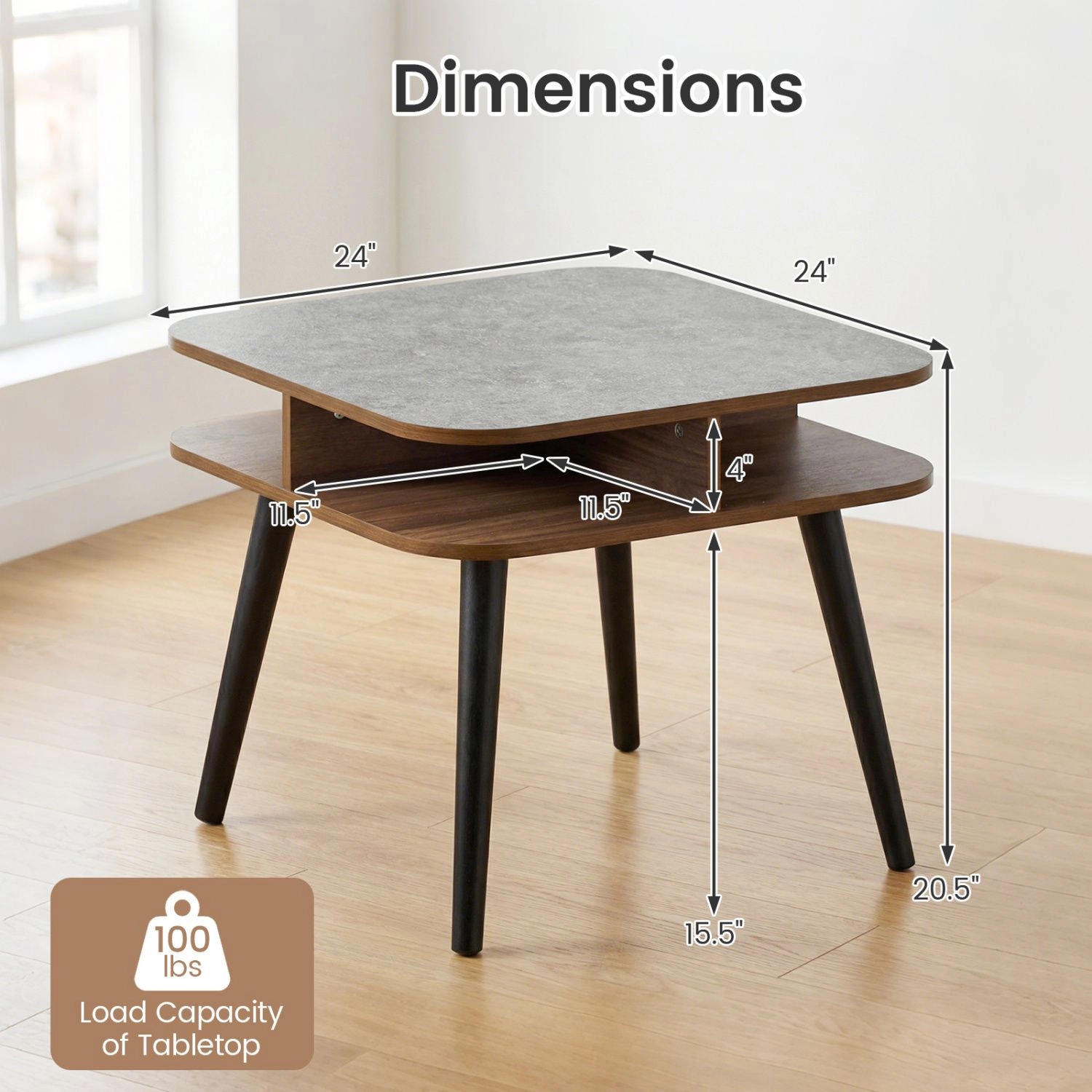 SlickBlue Modern Nightstand with Open Storage Shelves Design