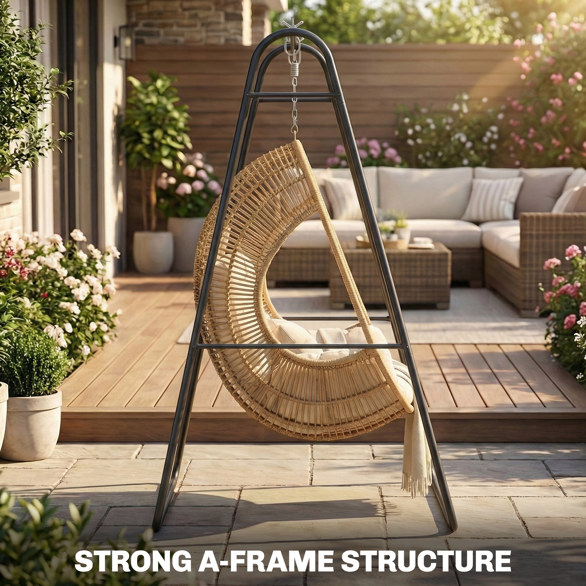 HONGGE Hammock Chair Stand Only Heavy Duty Solid Steel A-Frame for Hanging Hammock, Egg Chair, Max Load 330 LBS