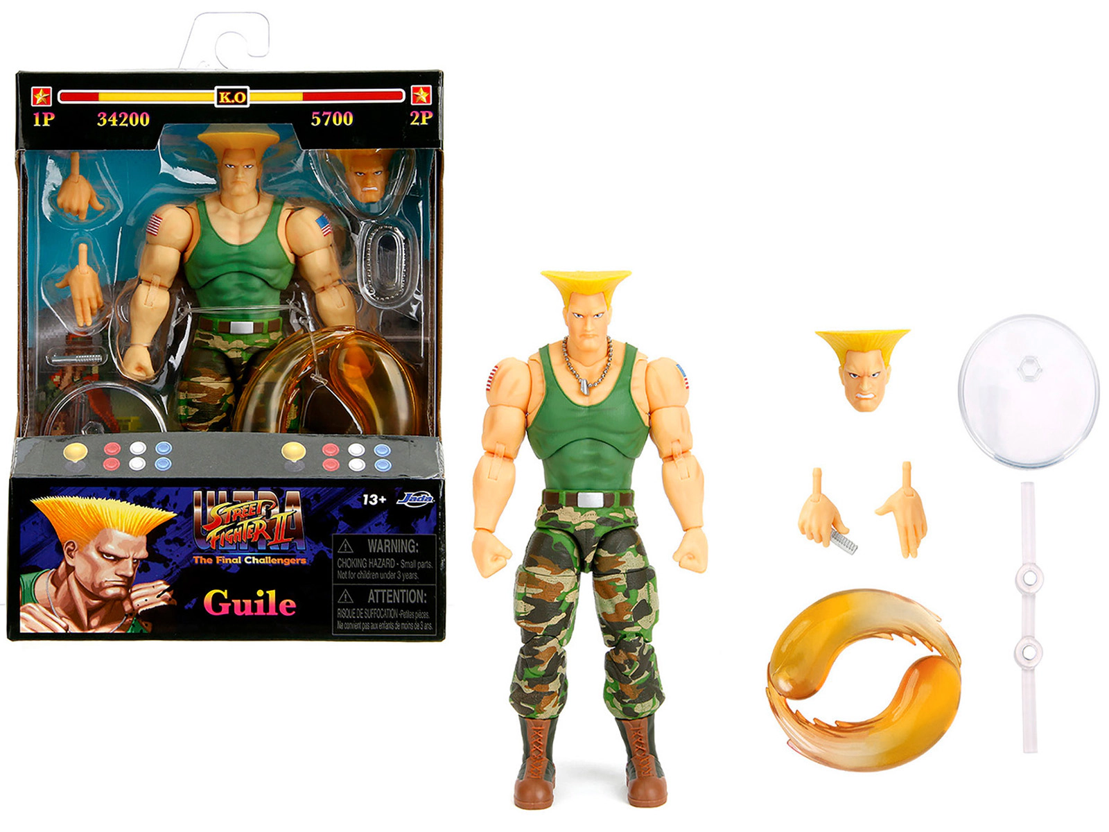 Jada Guile 6" Moveable Figure with Accessories and Alternate Head and Hands "Ultra Street Fighter II: The