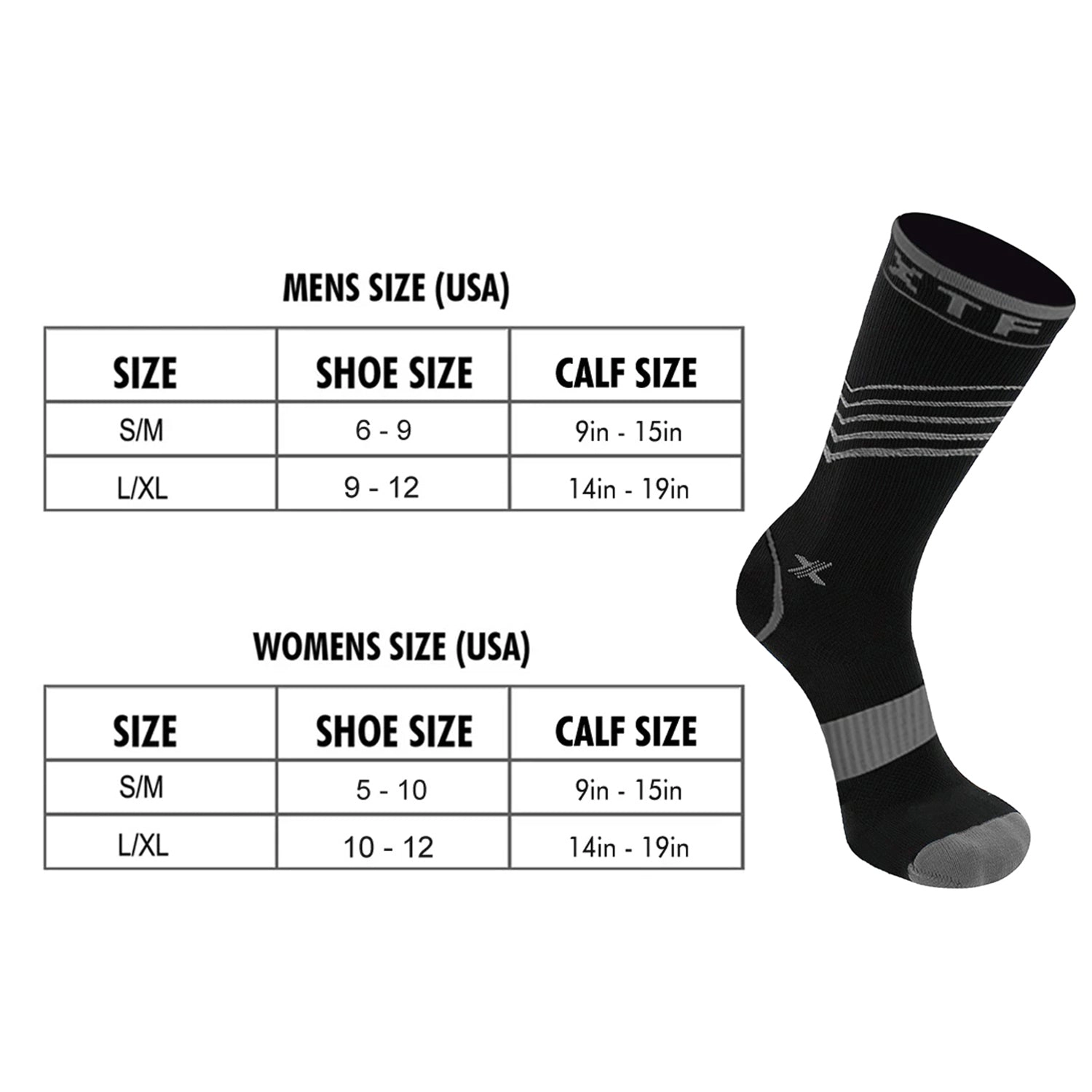Extreme Fit Crew Compression Socks - Made For Running, Athletics - 6 Pair