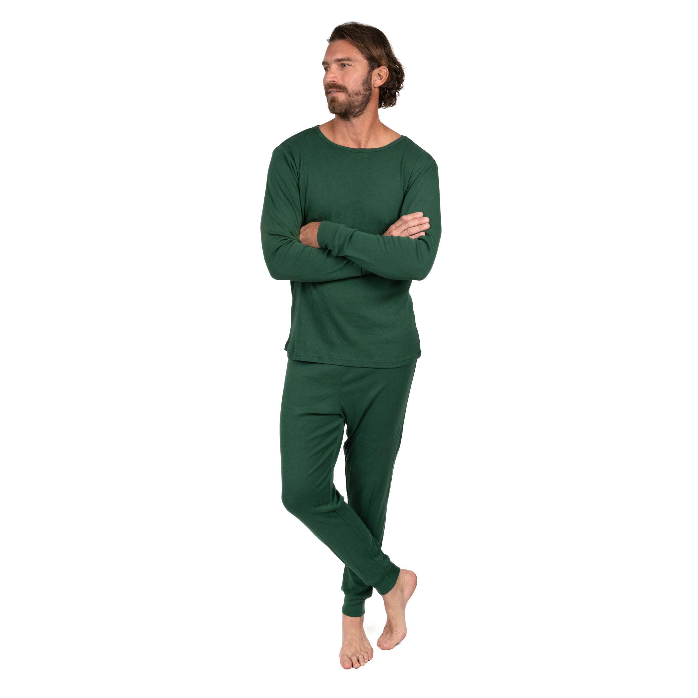Leveret Mens 2-pc. Boho Solid Long Sleeve Cotton Snug Fit Pajamas